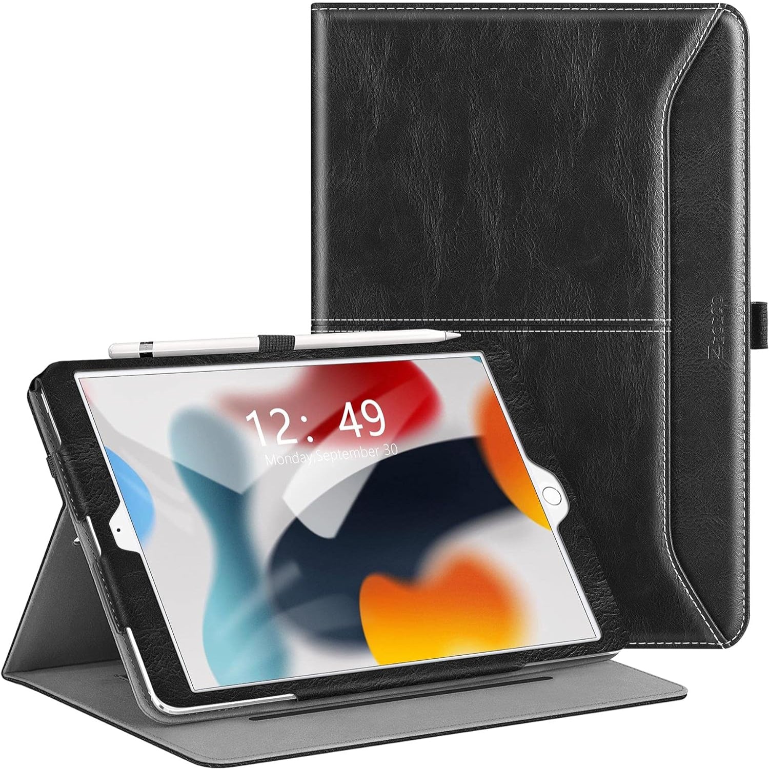 iPad 9th / 8th / 7th Generation 10.2-Inch (2021/2020/2019 Model, iPad 9/8/7), Premium Leather with Auto Wake/Sleep Function Case-Demin Black