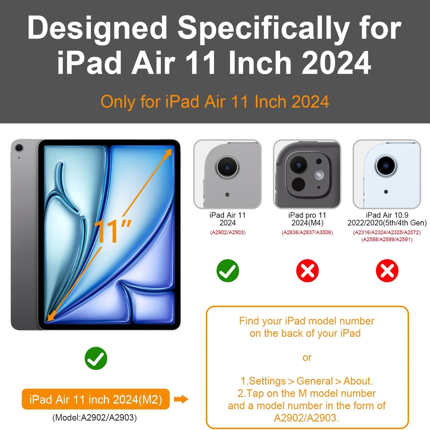 iPad Air 11 Inch 2024 with Folding Stand and Auto Sleep/Wake Function Protective Case-Blue