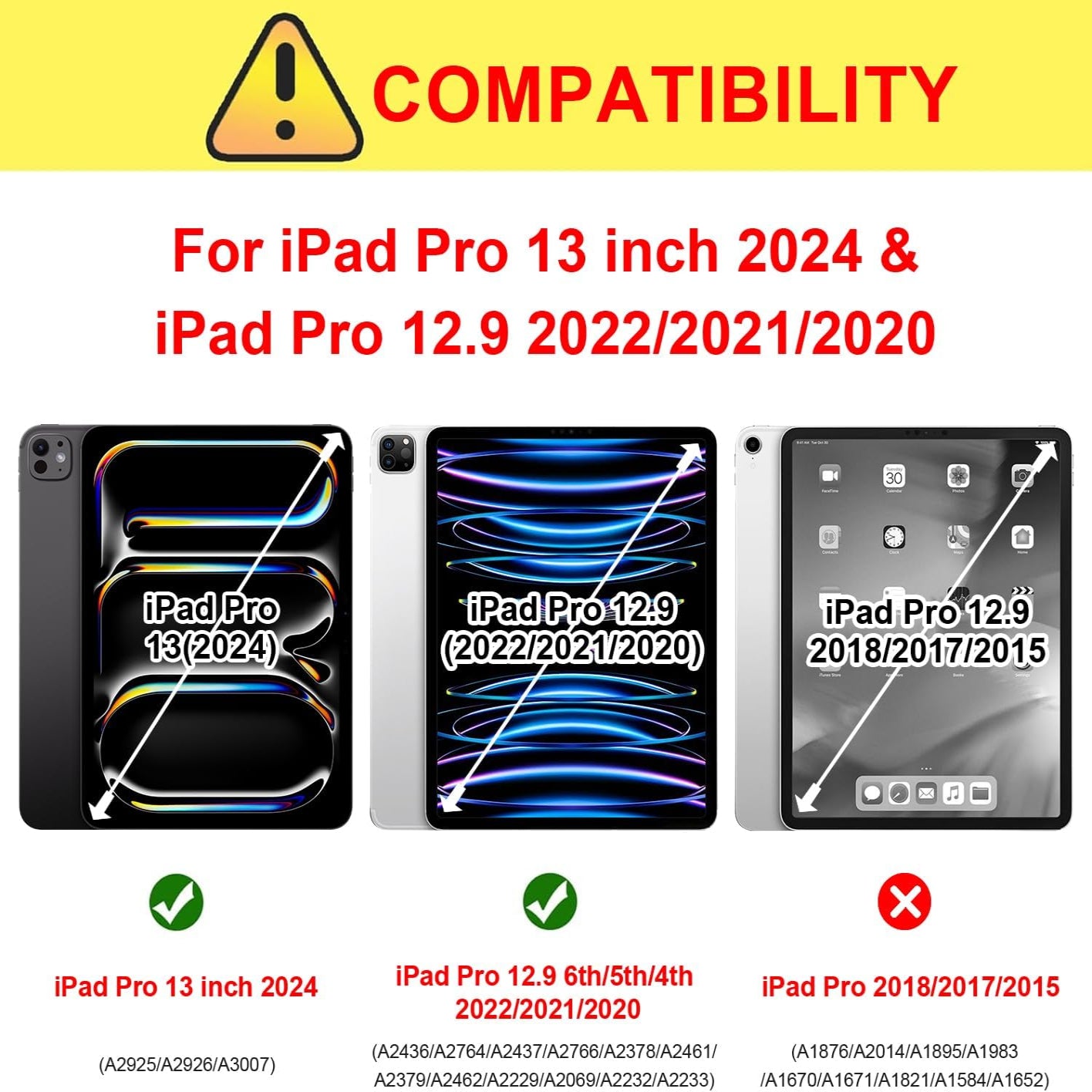iPad Pro 13 Inch Case 7th Gen M4(2024)/ Pro 12.9 Inch 6th/5th/4th Generation 2022/2021/2020 Protective Case-Blue
