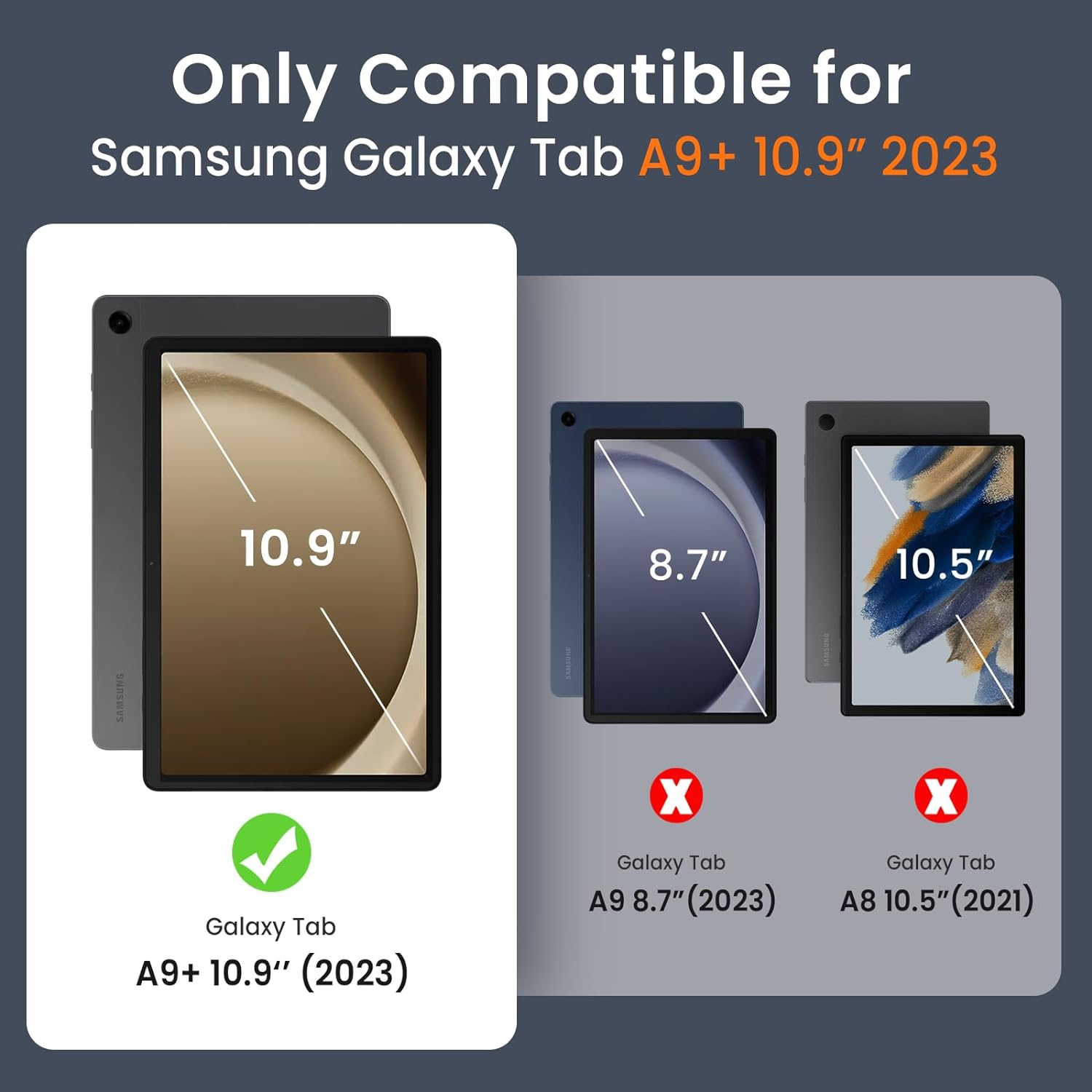 Samsung Galaxy Tab A9 Plus 11 Inch Built-in Screen Protector/Kickstand/Full-Body Dual Layer Shockproof Protective Cover Case-Purple