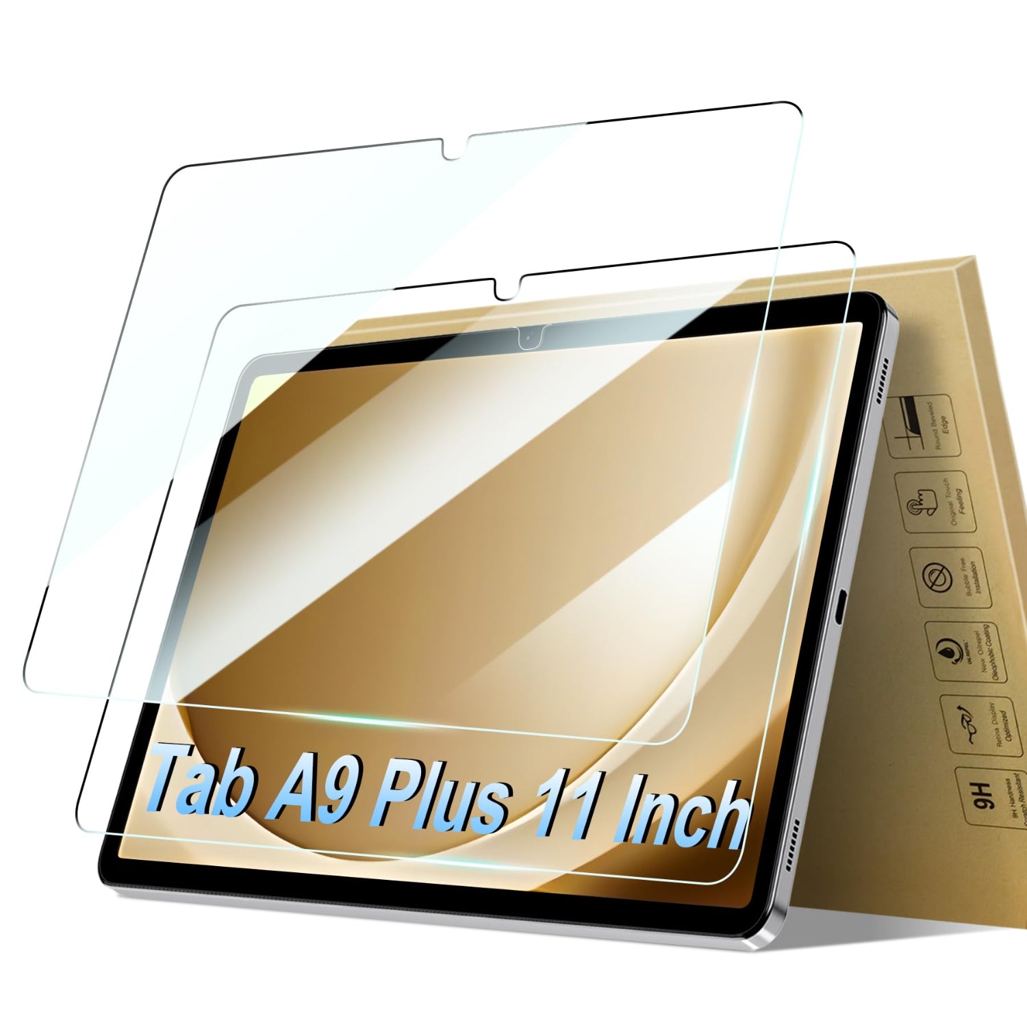 2 Pack Screen Protector for Samsung Galaxy Tab A9 Plus 11 Inch Case Friendly/High Definition/9H Hardness Tempered Glass Clear Film