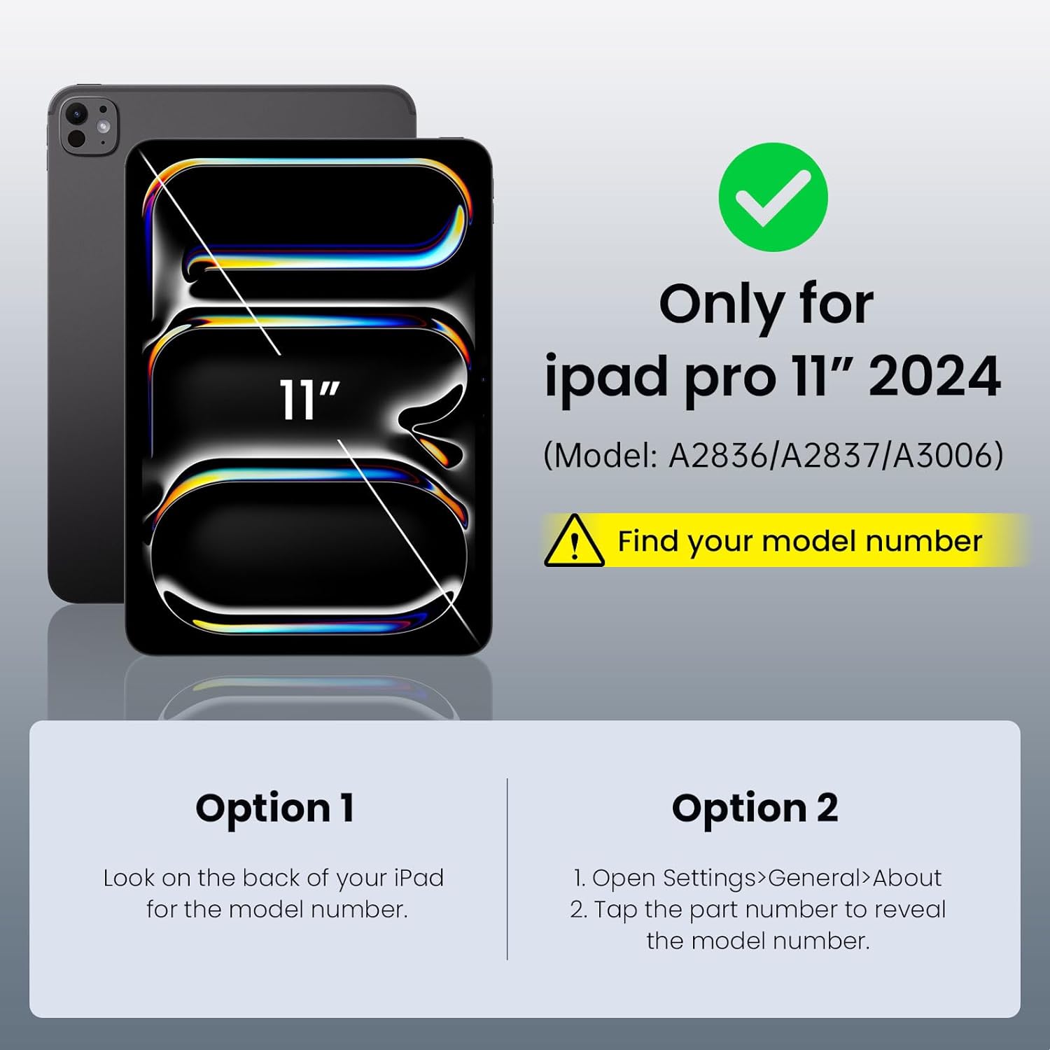 iPad Pro 11 Inch 2024 (M4) iPad Pro 11 5th Gen PU Leather Smart Case with Auto Wake/Sleep-Denimblack