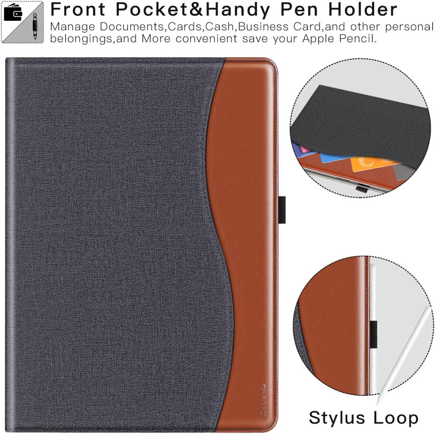 ipad Pro 13 Inch 2024(M4) 7th Generation PU Leather Case-Denim Black