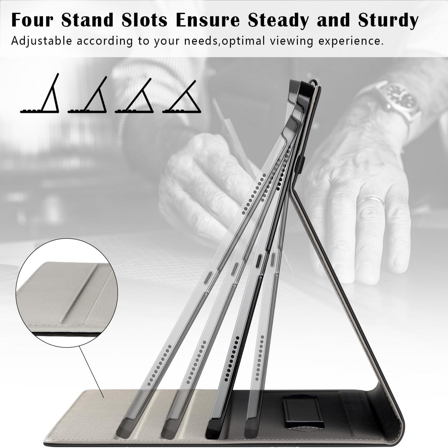 iPad Pro 11 Inch 5th Gen 2024 (M4) PU Leather Smart Cover Case-Black