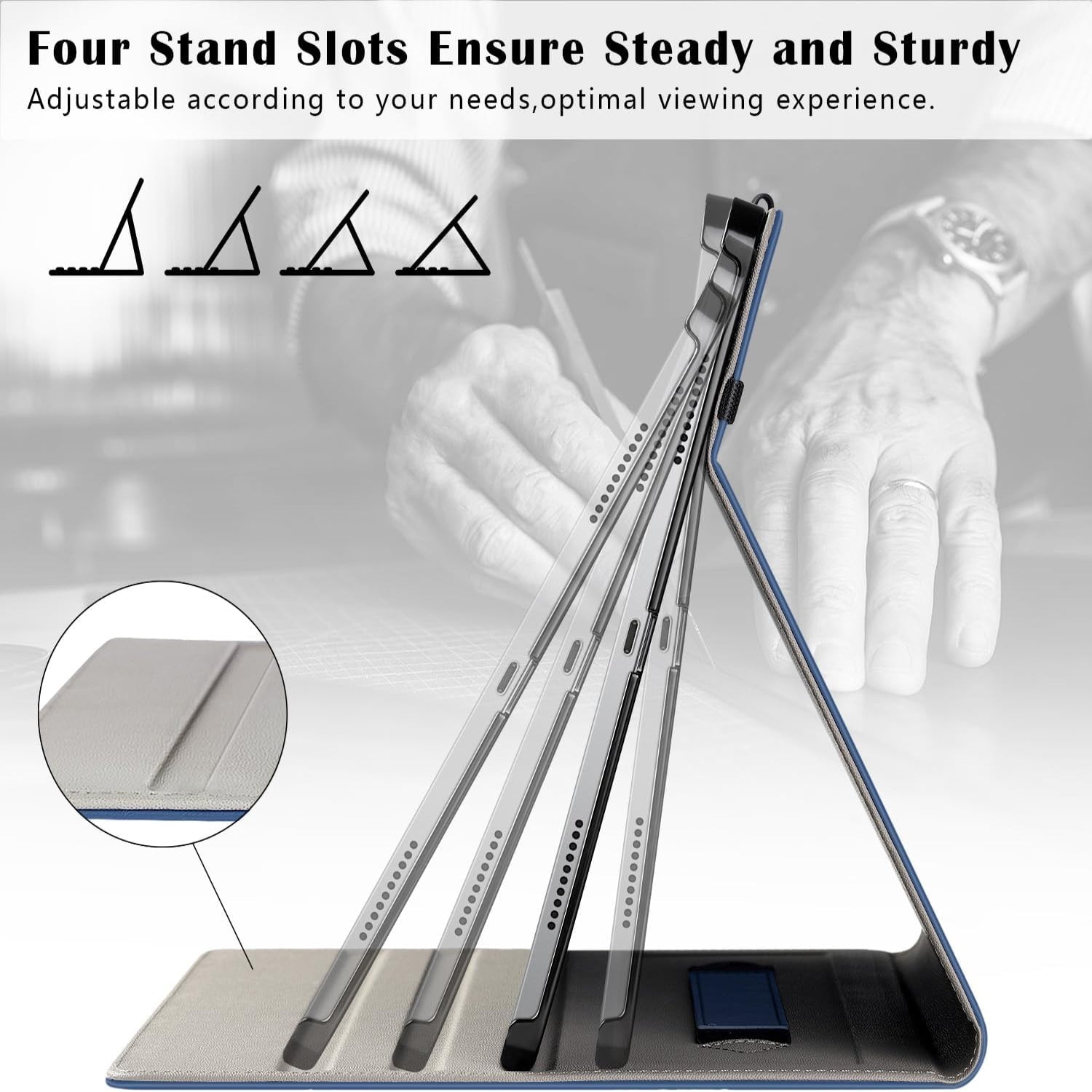 iPad Pro 11 Inch 5th Gen 2024 (M4) Premium PU Leather Smart Case-Navy Blue