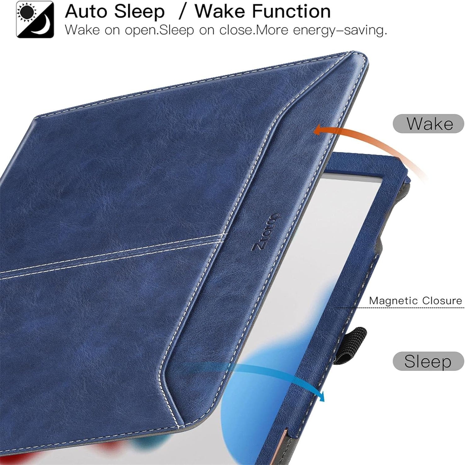 iPad 9th / 8th / 7th Generation 10.2-Inch (2021/2020/2019 Model, iPad 9/8/7), Premium Leather with Auto Wake/Sleep Function Case-Demin Black