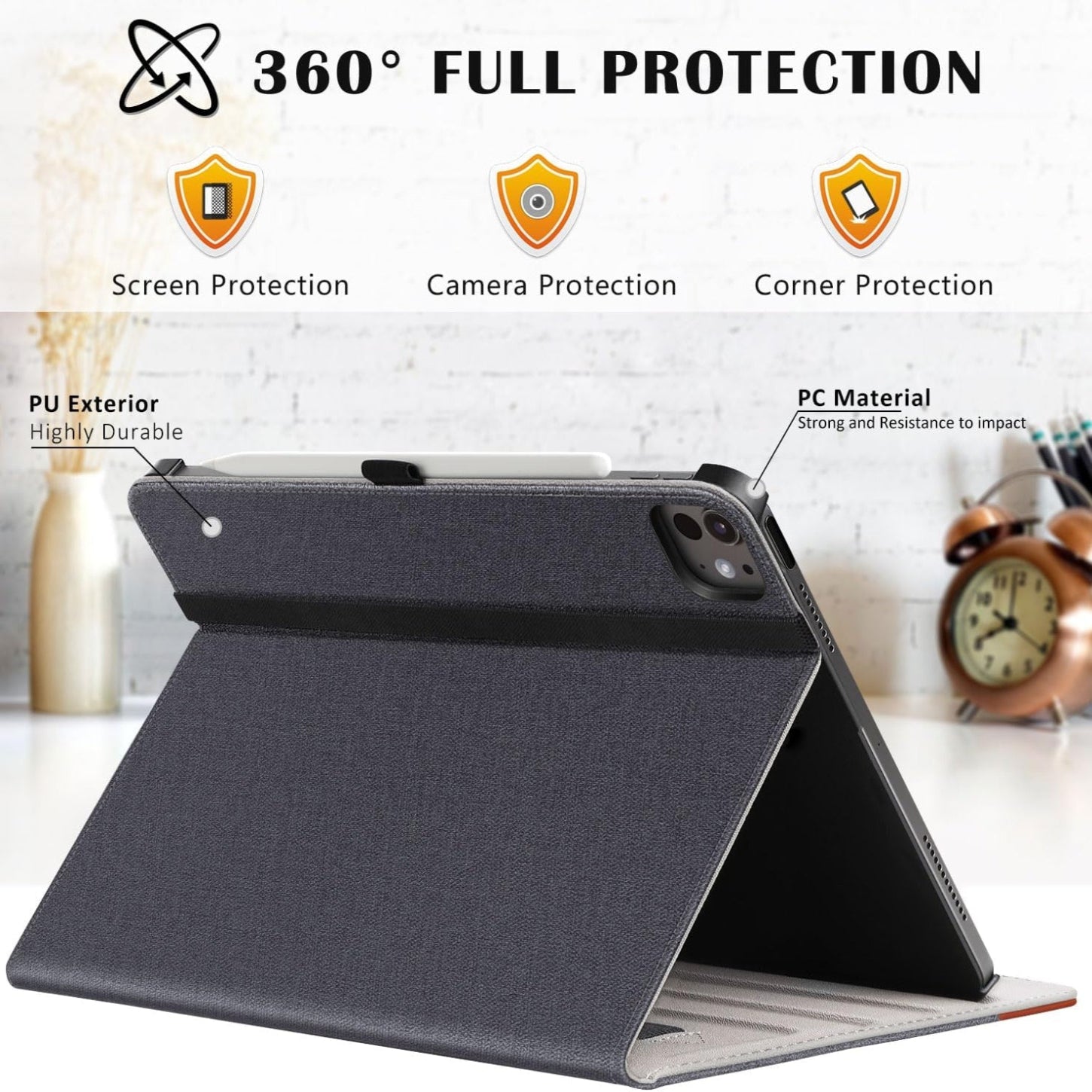 ipad Pro 13 Inch 2024(M4) 7th Generation PU Leather Case-Denim Black