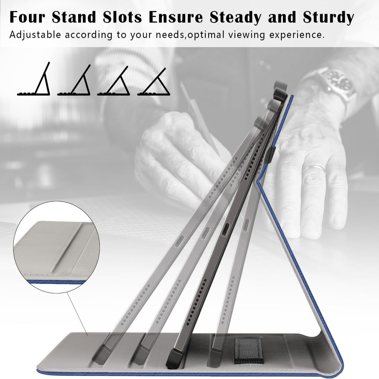 ๐ข๐๐๐ ๐๐ซ๐จ ๐๐ Inch Case 2024(M4),7th Generation/Pro 12.9" in 6th/5th/4th Gen PU Leather Smart Folio Cover Case-Blue