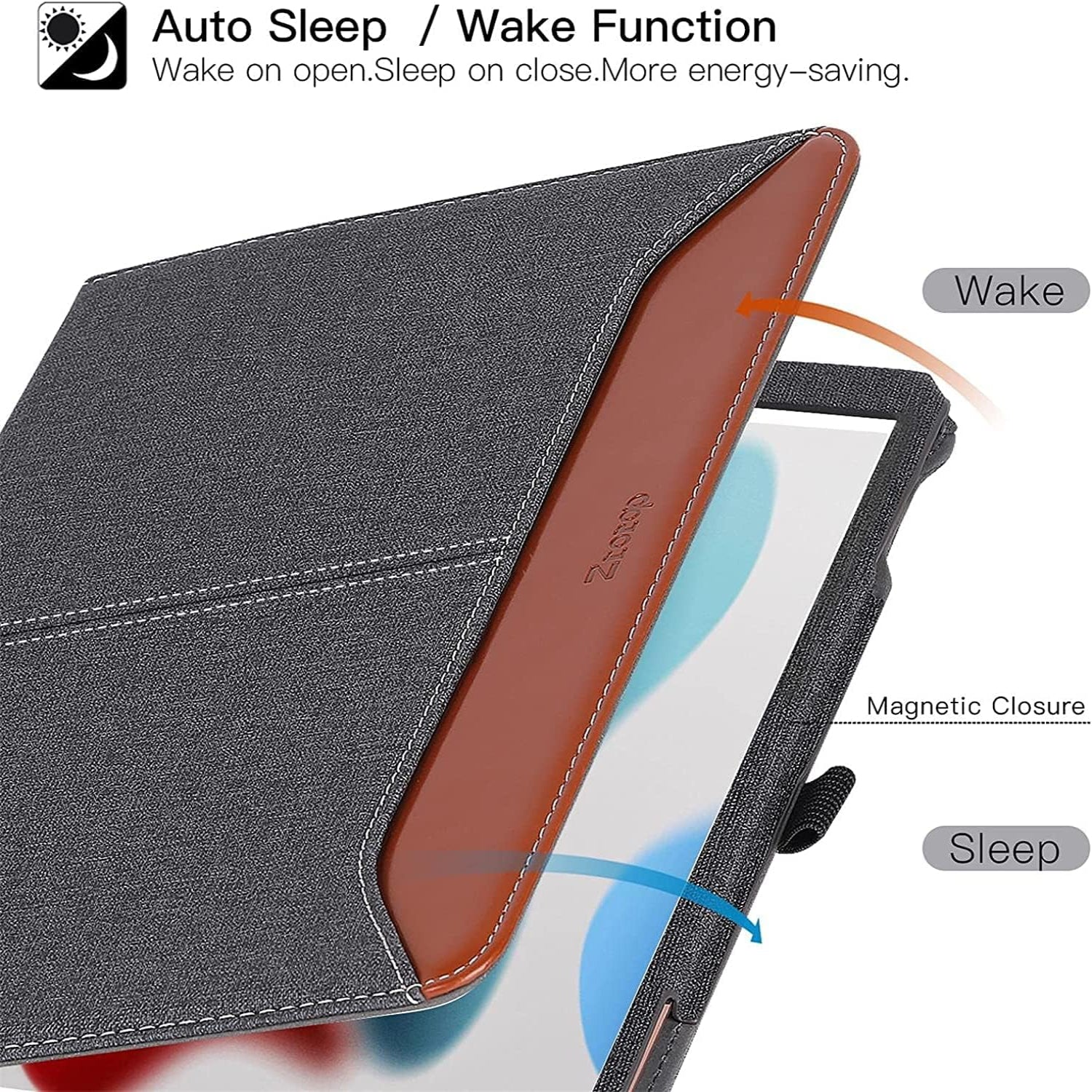 iPad 9th / 8th / 7th Generation 10.2-Inch (2021/2020/2019 Model, iPad 9/8/7), Premium Leather with Auto Wake/Sleep Function Case-Demin Black