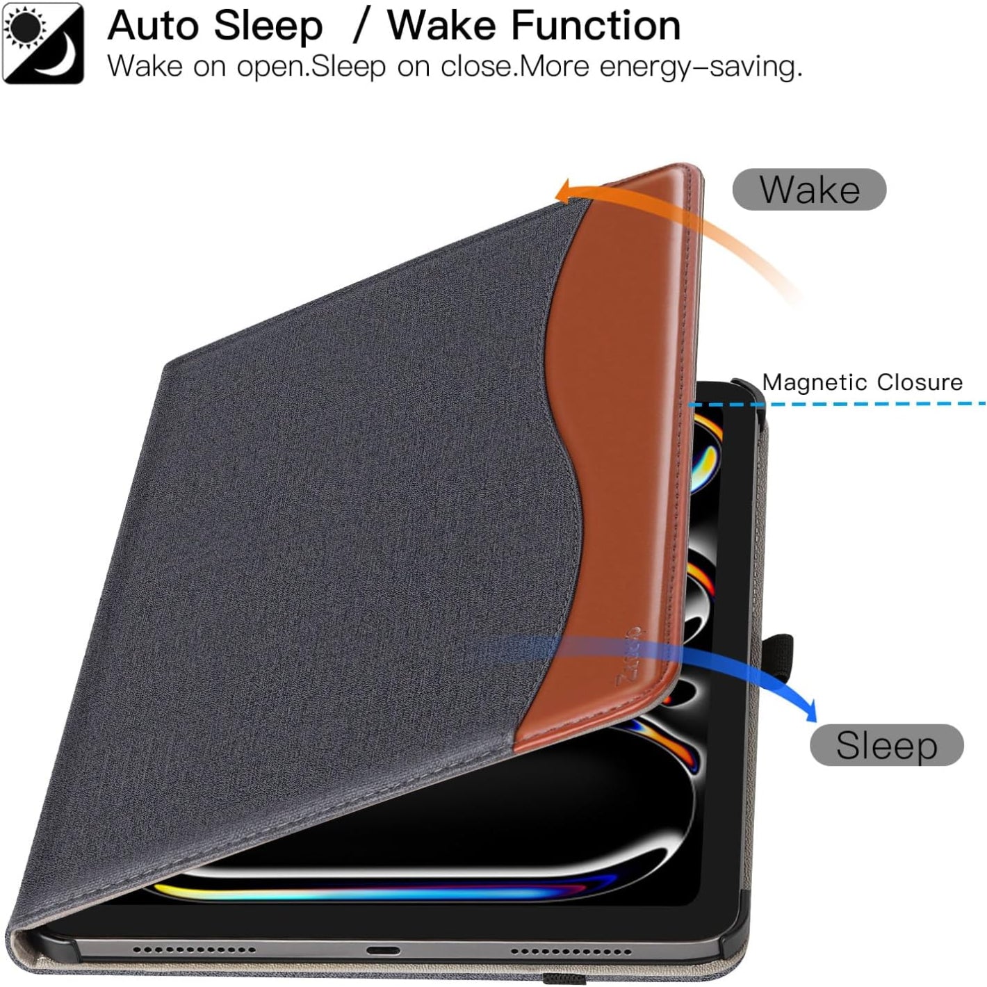 ipad Pro 13 Inch 2024(M4) 7th Generation PU Leather Case-Denim Black