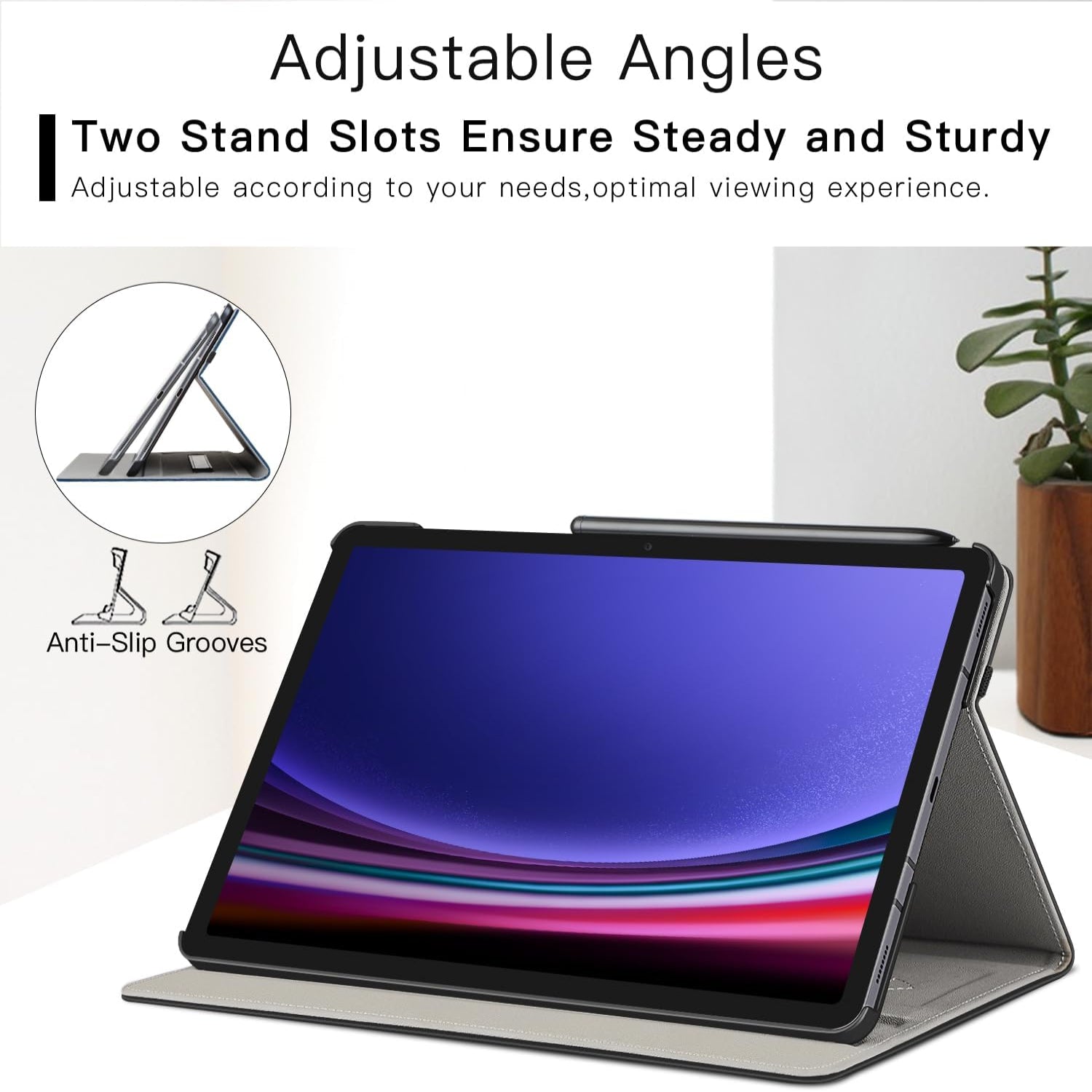 Samsung Galaxy Tab S10 Plus/S9 Plus/S9 FE Plus 12.4 Inch PU Leather Case-Black,Denimblack