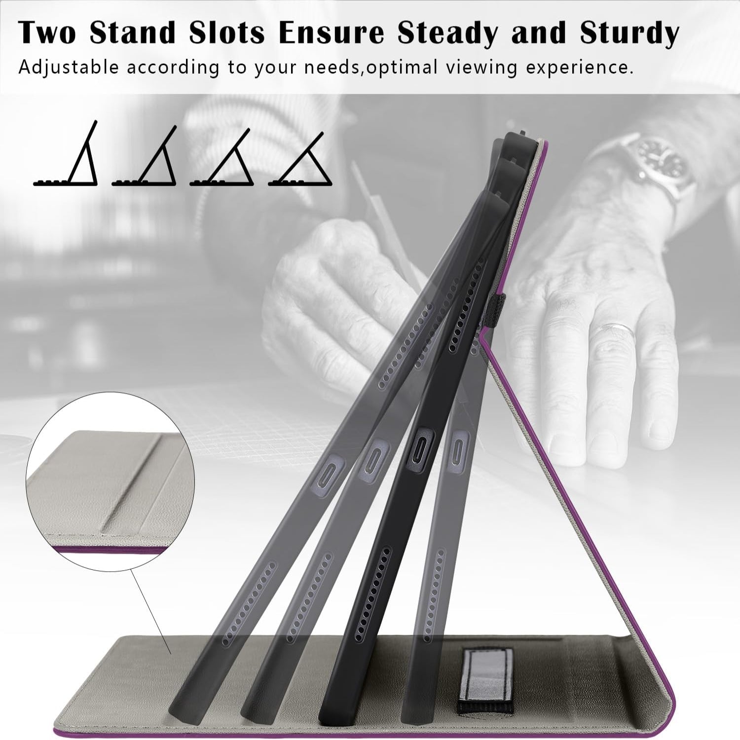 iPad Air 11 Inch M2(2024), iPad Air 5th Generation (2022)/ 4th Generation (2020) 10.9 Inch Leather Folio Case-Purple