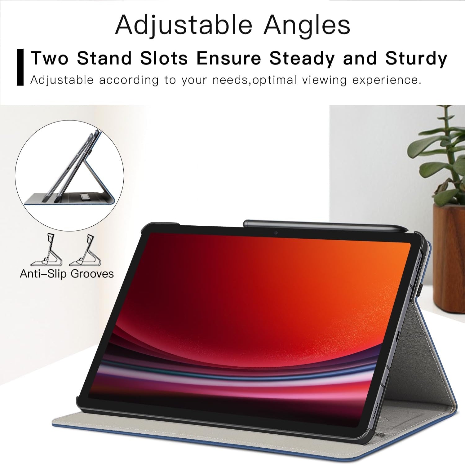 Samsung Galaxy Tab S10 Plus/S9 Plus/S9 FE Plus 12.4 Inch PU Leather Case-Blue