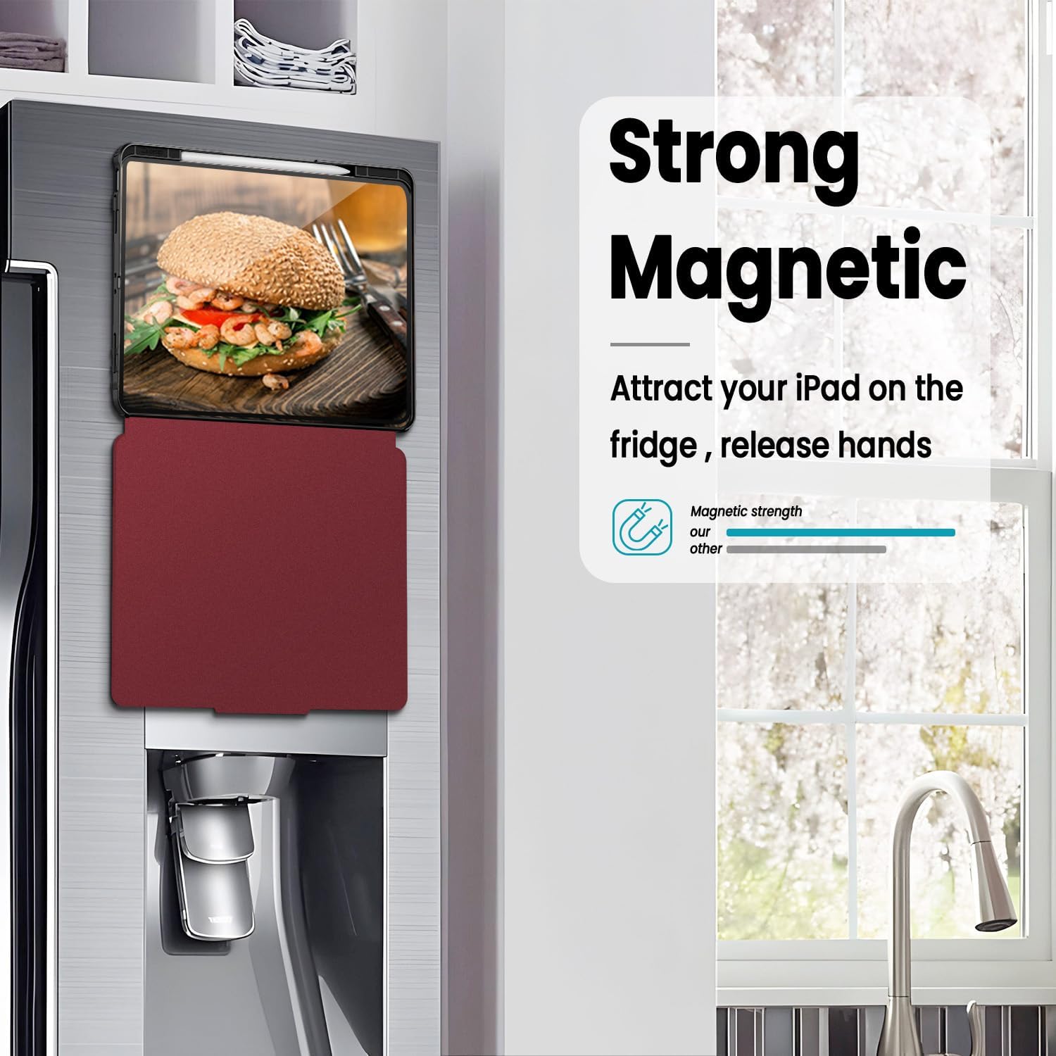 iPad Air 13 Inch 2024 / iPad Pro 12.9 Inch 3rd Generation 2018, Magnetic Stand & Sleep/Wake Full Protective Case-Black,Wine Red