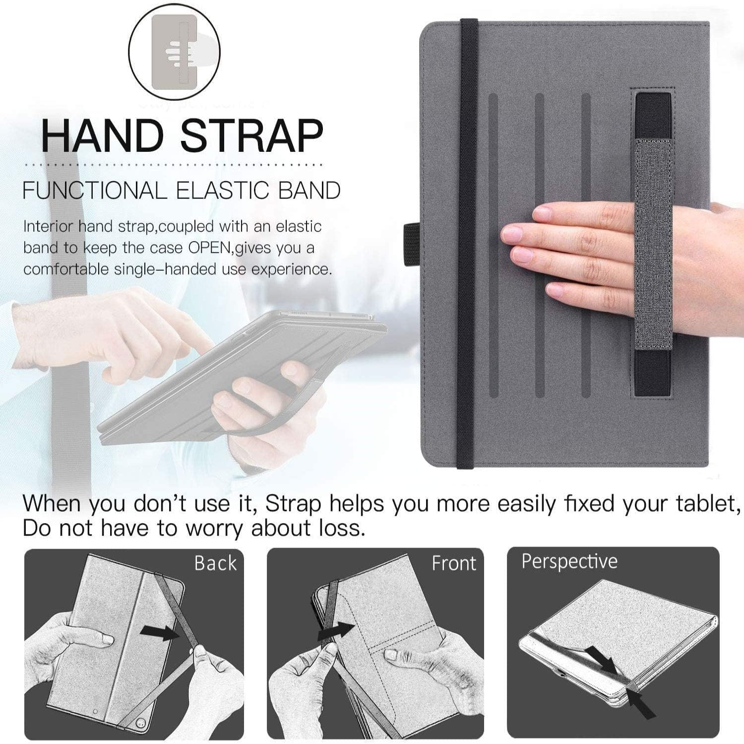 iPad 9th / 8th / 7th Generation 10.2-Inch (2021/2020/2019 Model, iPad 9/8/7), Premium Leather with Auto Wake/Sleep Function Case-Demin Black