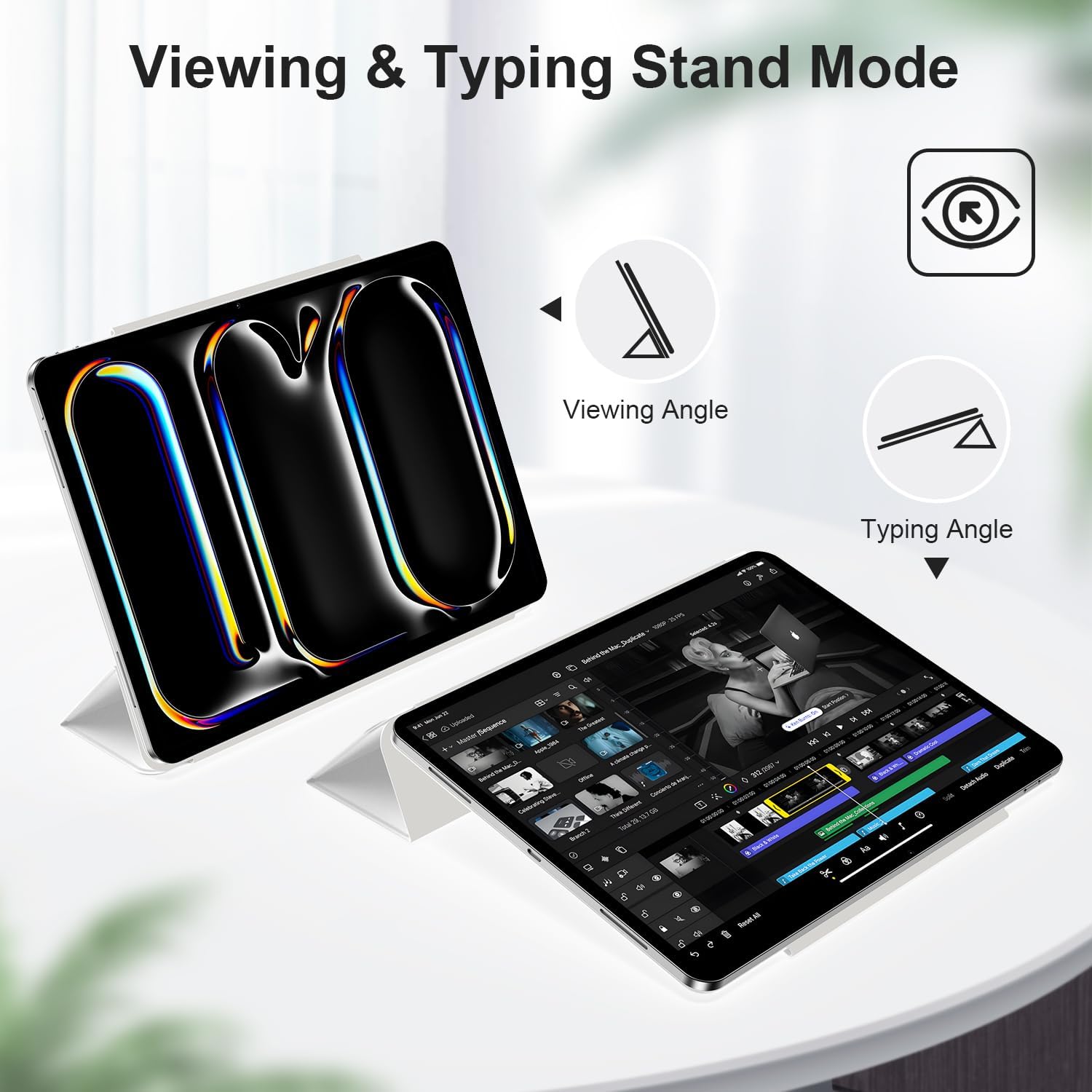 iPad Pro 13 Inch 2024 Folding Stand Protective Case-White