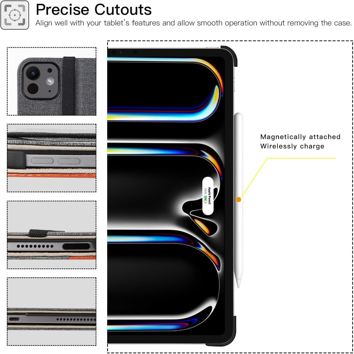 ipad Pro 13 Inch 2024(M4) 7th Generation PU Leather Case-Denim Black