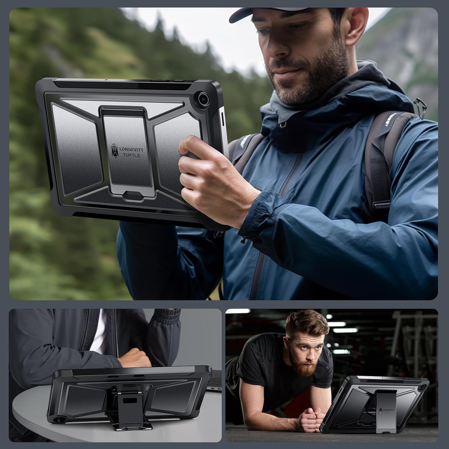 Samsung Galaxy Tab A9 Plus/A9+ 11 Inch Built-in Screen ProtectorPrecise Cut Full Protection Protective Case-Black