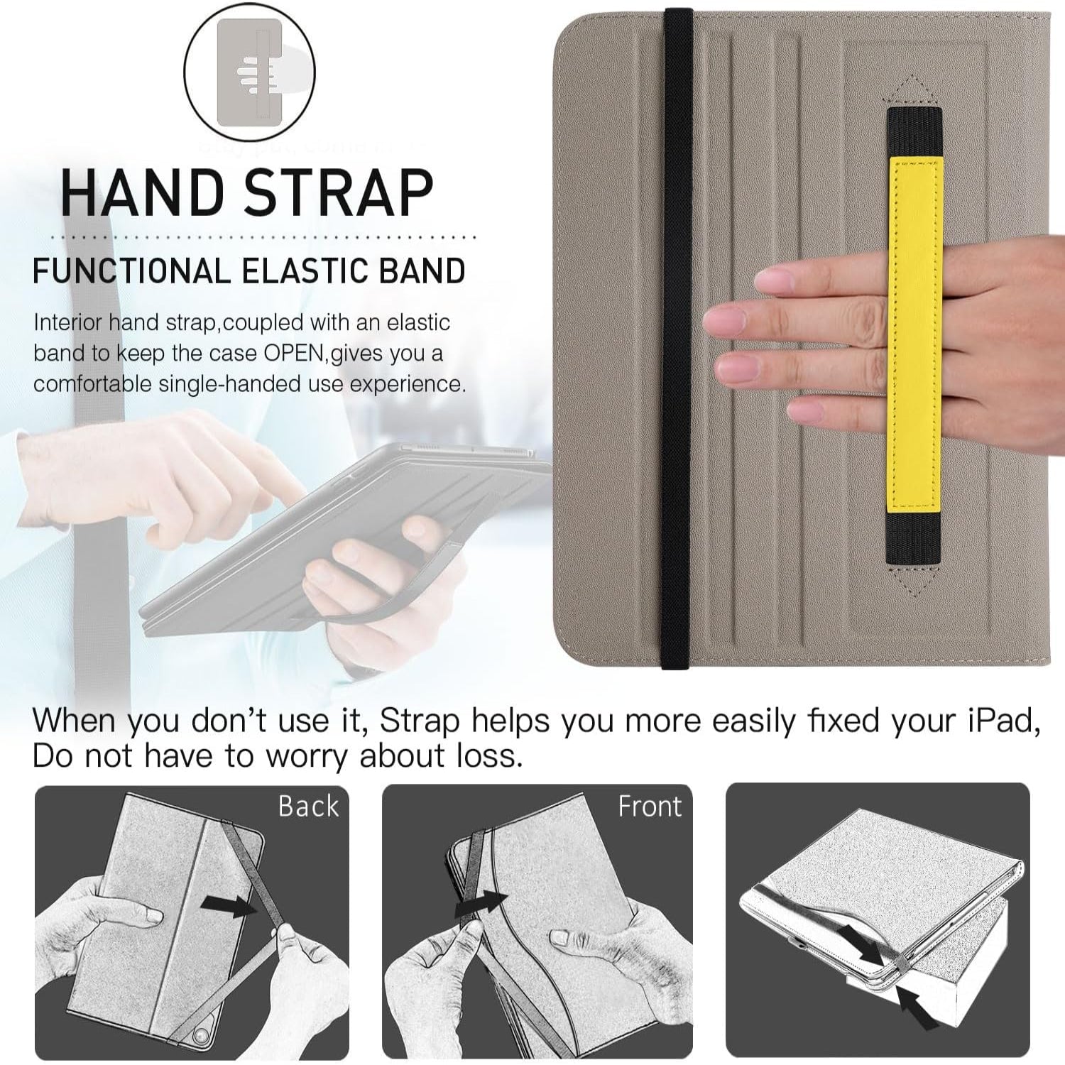 iPad 10th Generation,10.9 Inch 2022 Model with Auto Wake/Sleep Function Leather Case-Yellow