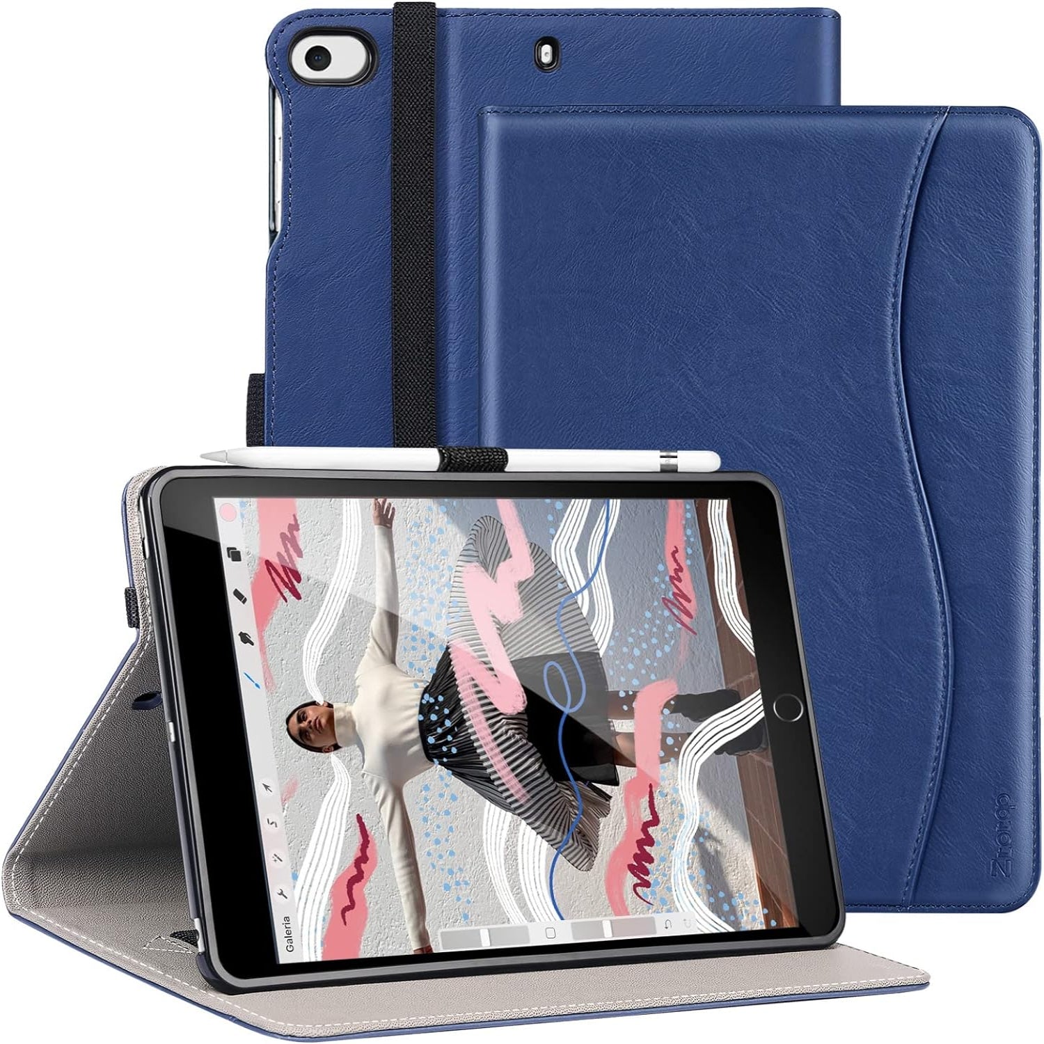 iPad Mini 5 2019/Mini 4th/3rd/2nd/1st Generation 7.9 Inch PU Leather Folio Stand Cover Case-Black,Blue,Brown