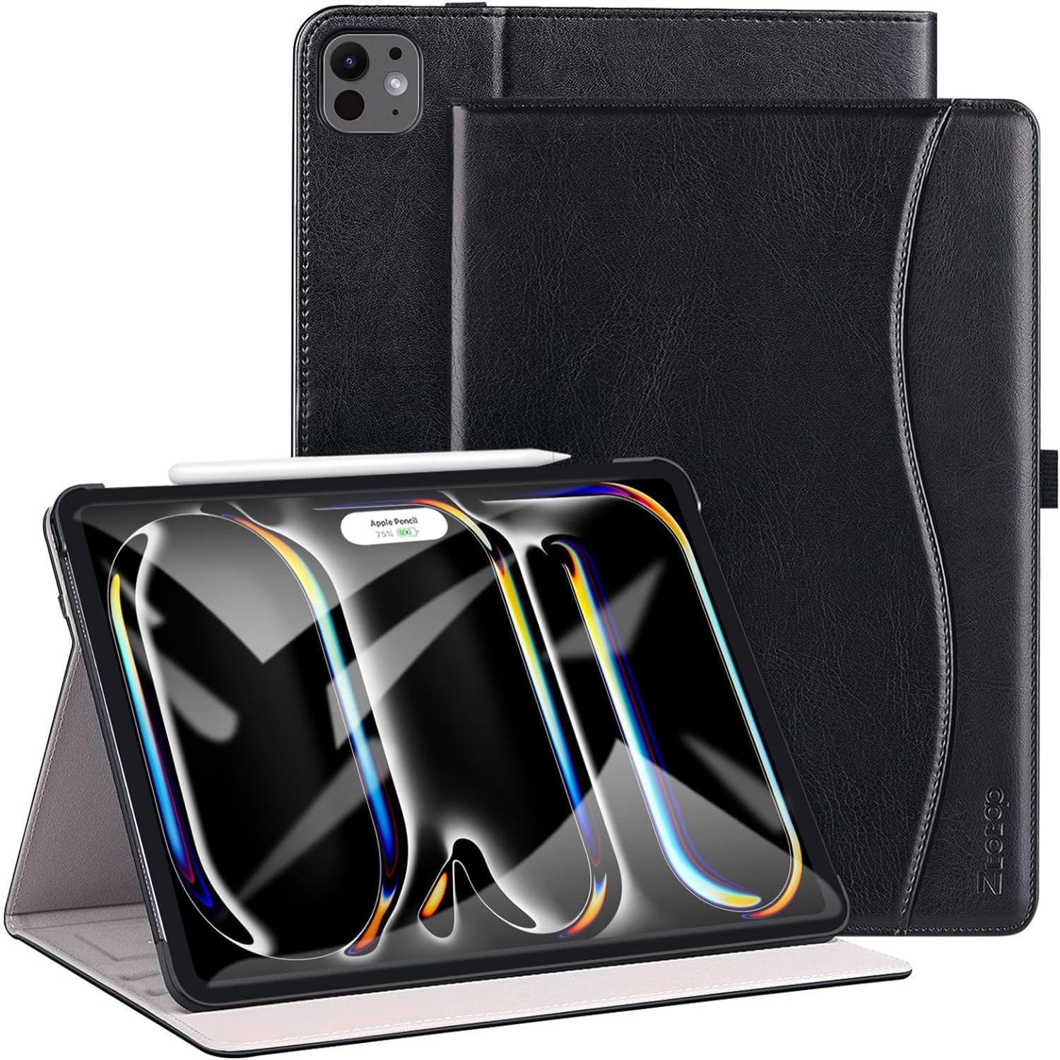 ๐ข๐๐๐ ๐๐ซ๐จ ๐๐ Inch Case 2024(M4),7th Generation/Pro 12.9" in 6th/5th/4th Gen PU Leather Smart Folio Cover Case-Black