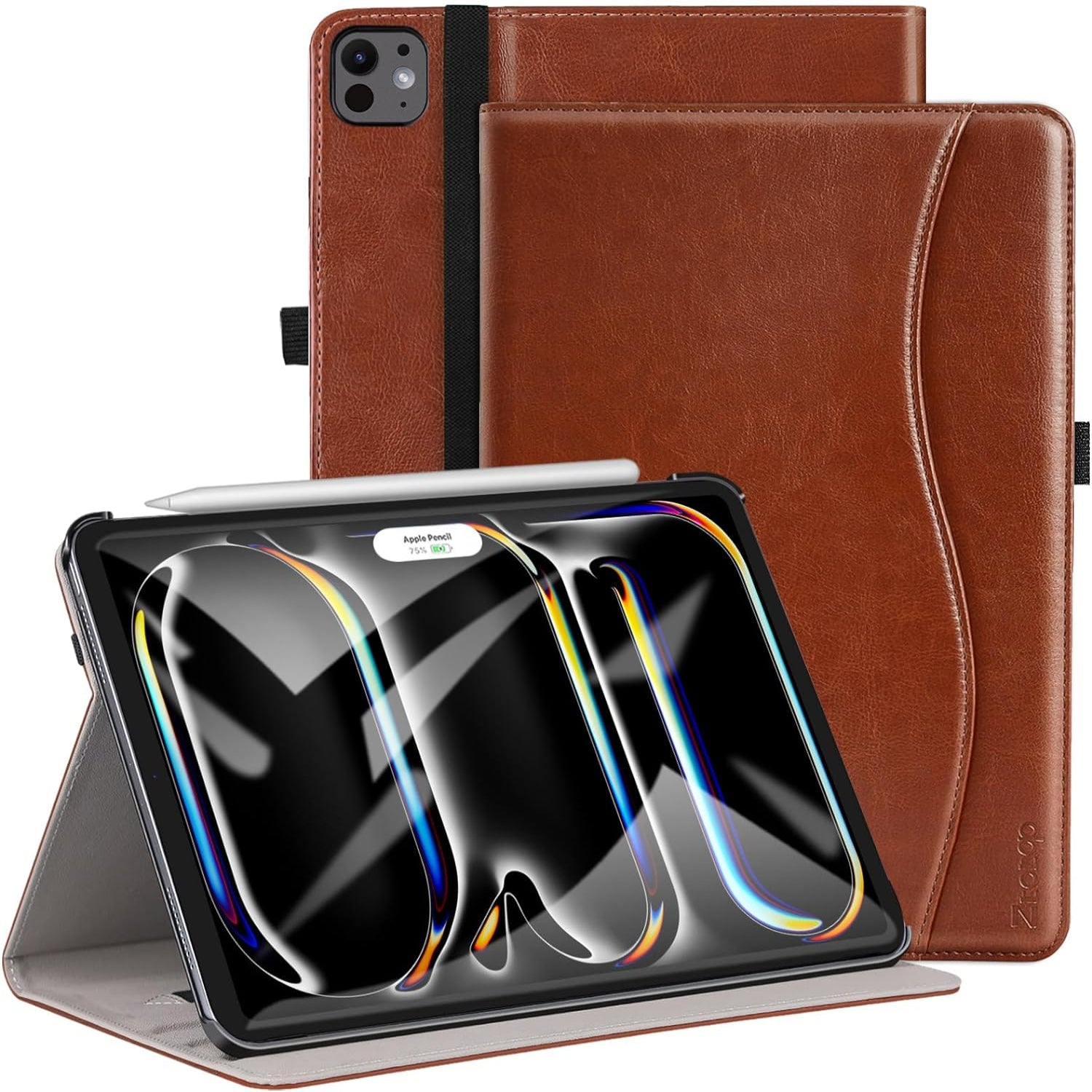 ๐ข๐๐๐ ๐๐ซ๐จ ๐๐ Inch Case 2024(M4),7th Generation/Pro 12.9" in 6th/5th/4th Gen PU Leather Smart Folio Cover Case-Brown