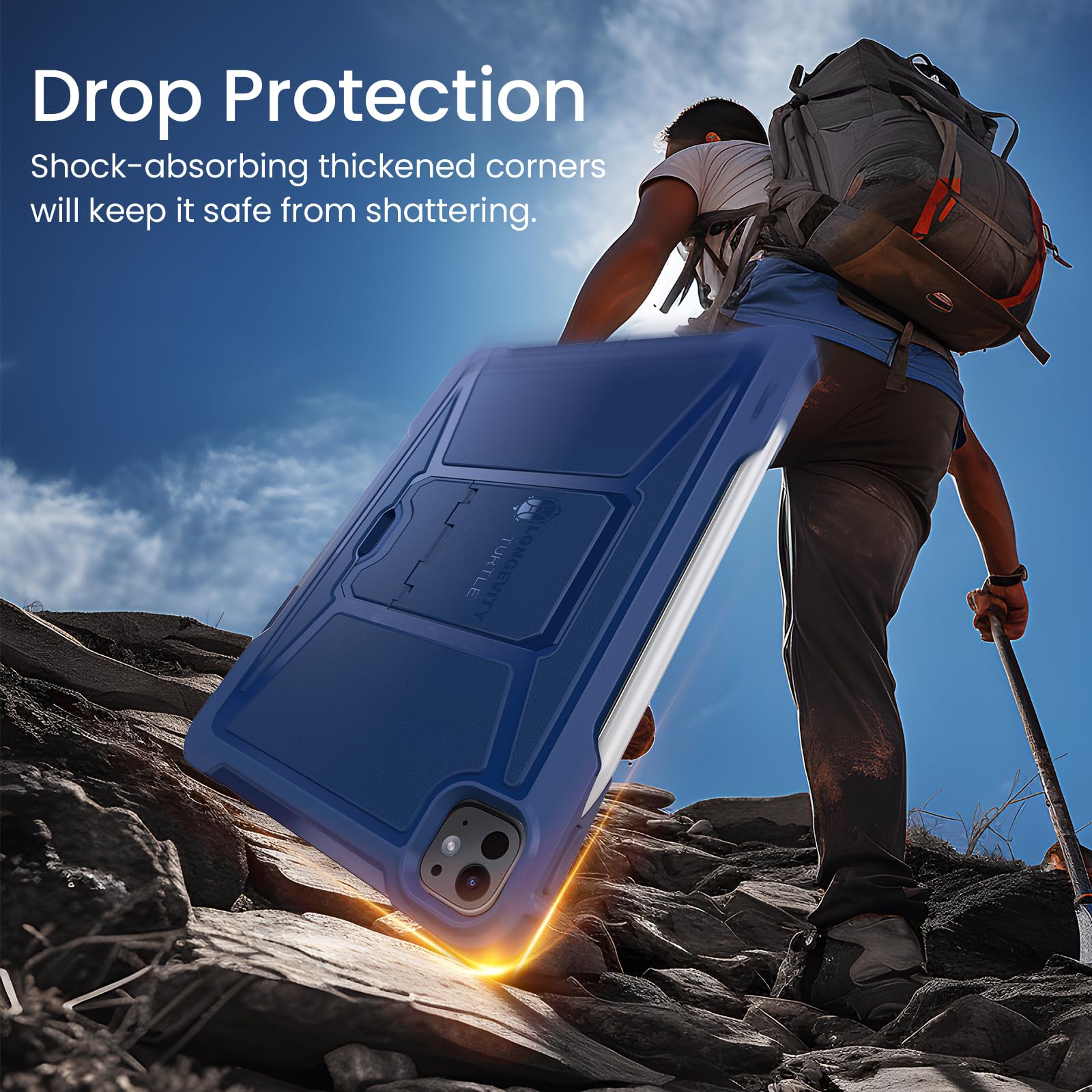 iPad Pro 13 Inch Case M4 2024 7th Gen/Pro 12.9 Inch 6th/5th/4th Generation 2022/2021/2020 Full Body Protective Case-NavyBlue