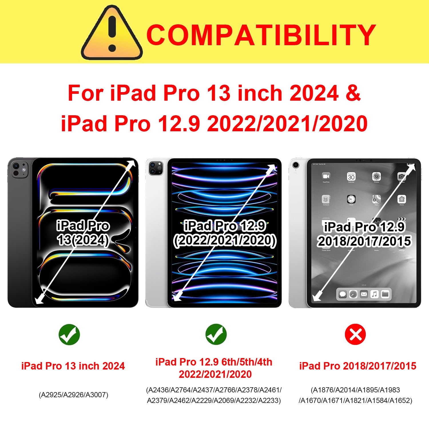 iPad Pro 13 Inch 7th Gen M4(2024)/ Pro 12.9 Inch 6th/5th/4th Generation 2022/2021/2020 with 6 Magnetic Stand Angles Case- Purple