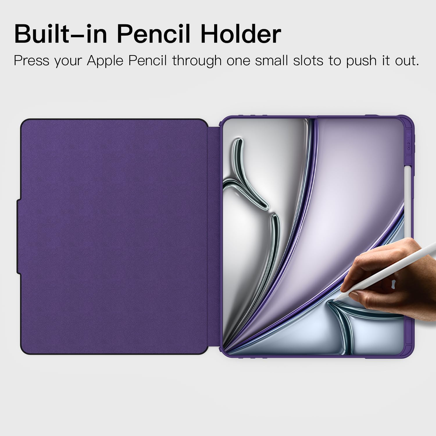 iPad Pro 13 Inch 7th Gen M4(2024)/ Pro 12.9 Inch 6th/5th/4th Generation 2022/2021/2020 with 6 Magnetic Stand Angles Case- Purple