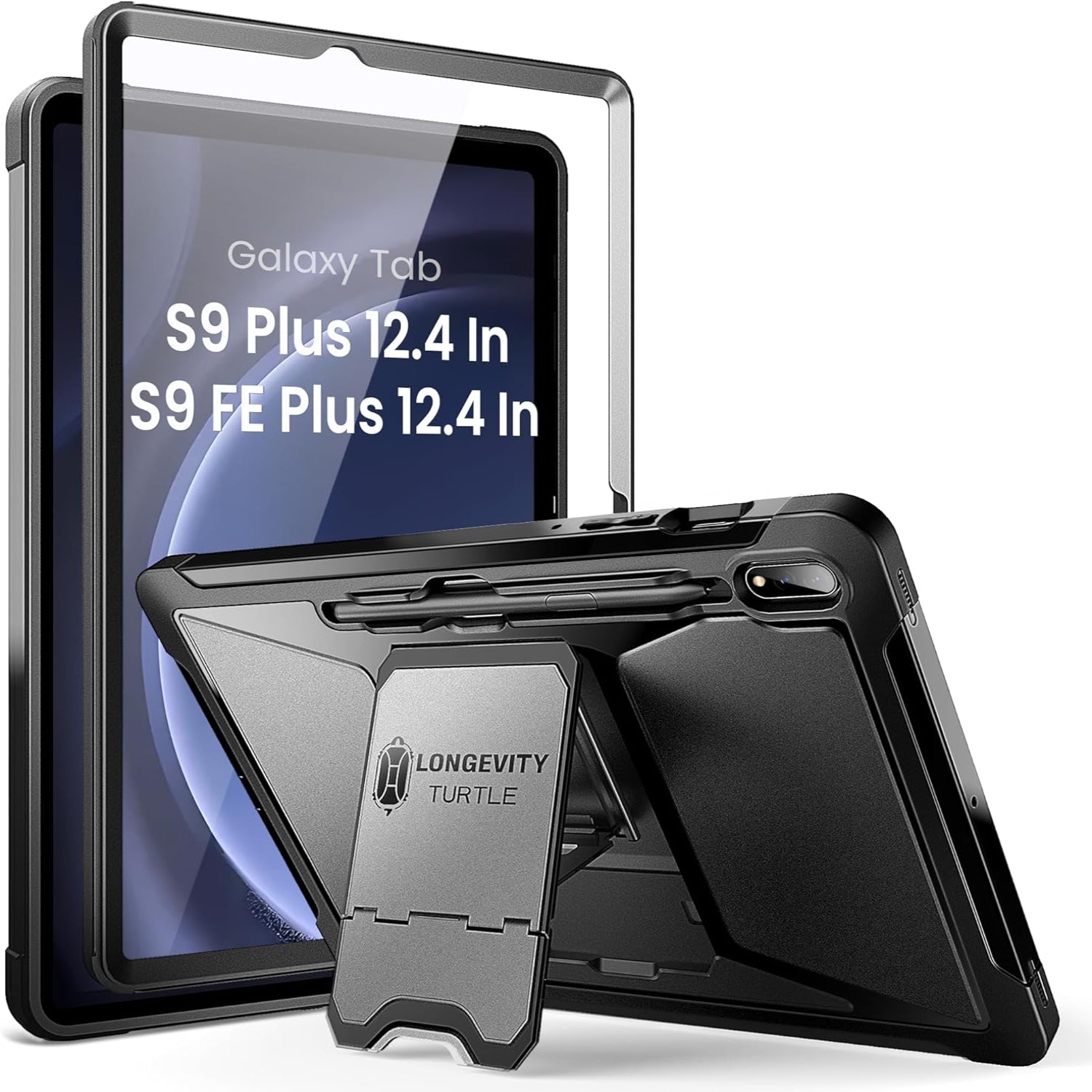 Samsung Galaxy Tab S10 Plus/S9 Plus 12.4 inch Dual Layer Shockproof Case-Black
