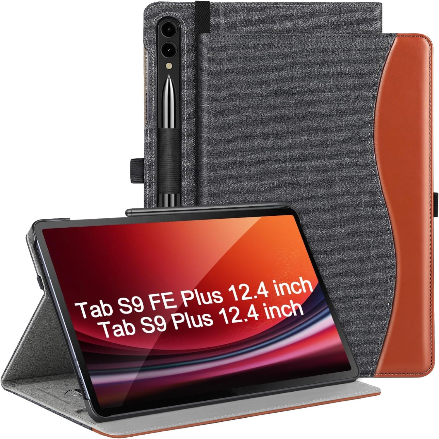 Samsung Galaxy Tab S10 Plus/S9 Plus/S9 FE Plus 12.4 Inch PU Leather Case-DenimBlack
