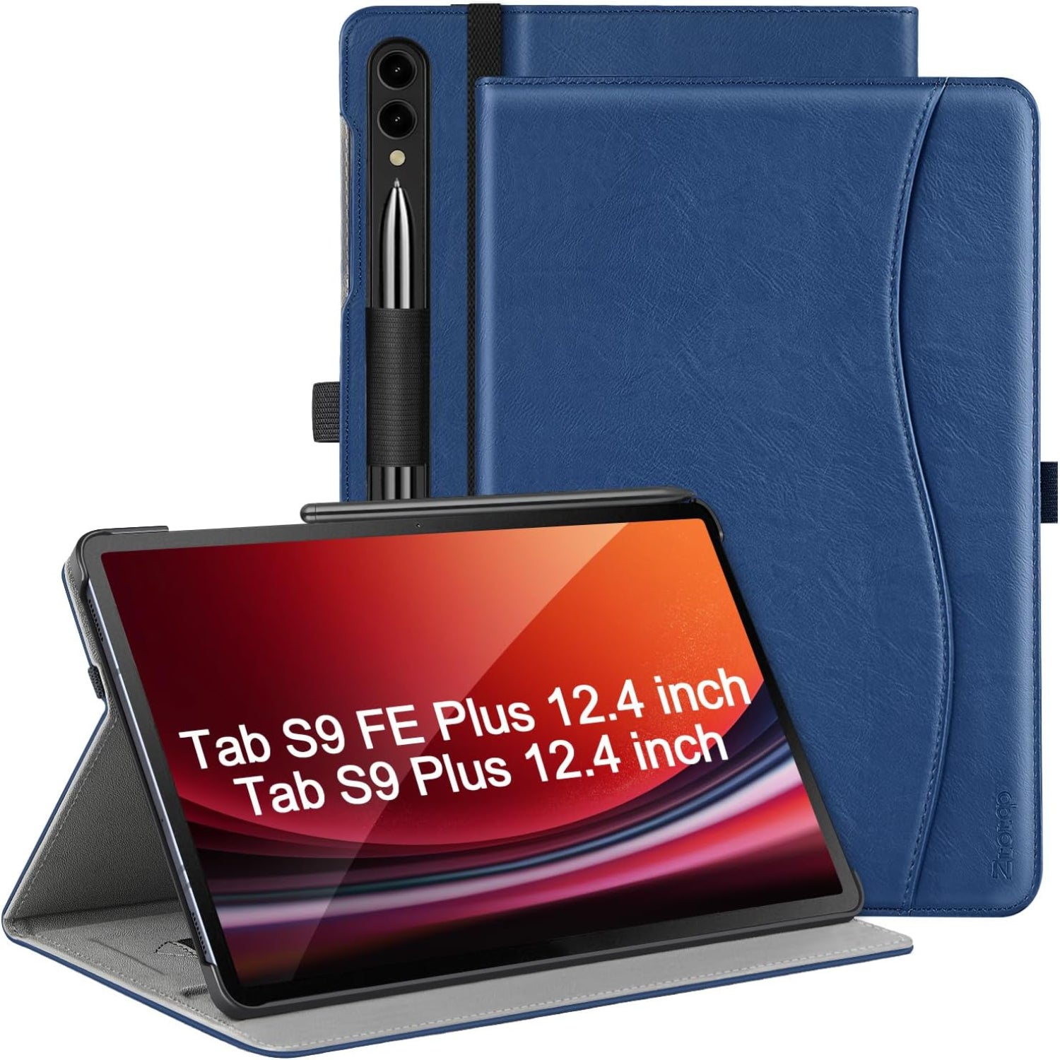 Samsung Galaxy Tab S10 Plus/S9 Plus/S9 FE Plus 12.4 Inch PU Leather Case-Blue