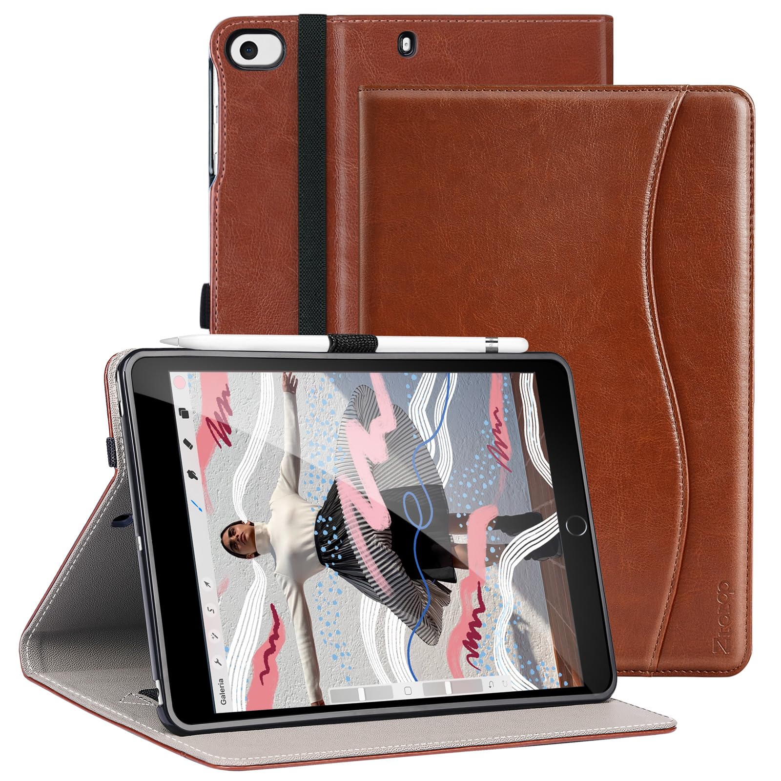 iPad Mini 5 2019/Mini 4th/3rd/2nd/1st Generation 7.9 Inch PU Leather Folio Stand Cover Case-Black,Blue,Brown