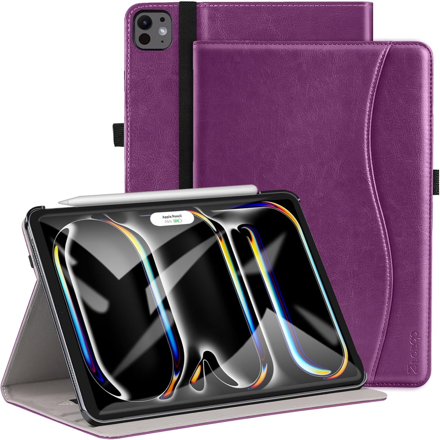 iPad Pro 11 Inch 2024 (M4) iPad Pro 5th Gen PU Leather Smart Case-Purple