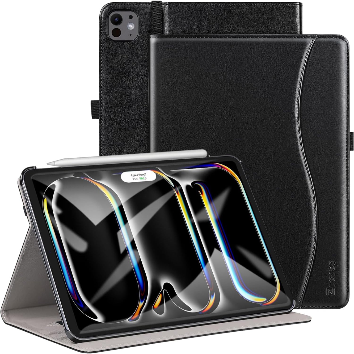 iPad Pro 11 Inch 5th Gen 2024 (M4) PU Leather Smart Cover Case-Black