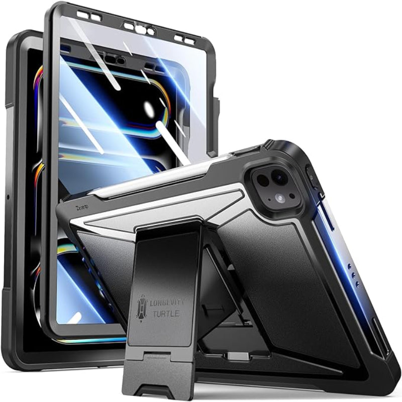 iPad Pro 13 Inch 2024 M4 7th Gen/Pro 12.9 Inch 6th/5th/4th Generation Full Body Protective Case with Pencil Holder+Screen Protector-Black,Pink,Green