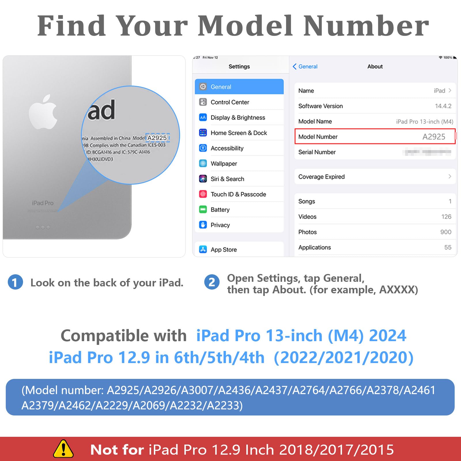 𝐢𝐏𝐚𝐝 𝐏𝐫𝐨 𝟏𝟑 Inch Case 2024(M4),7th Generation/Pro 12.9" in 6th/5th/4th Gen PU Leather Smart Folio Cover Case-Purple