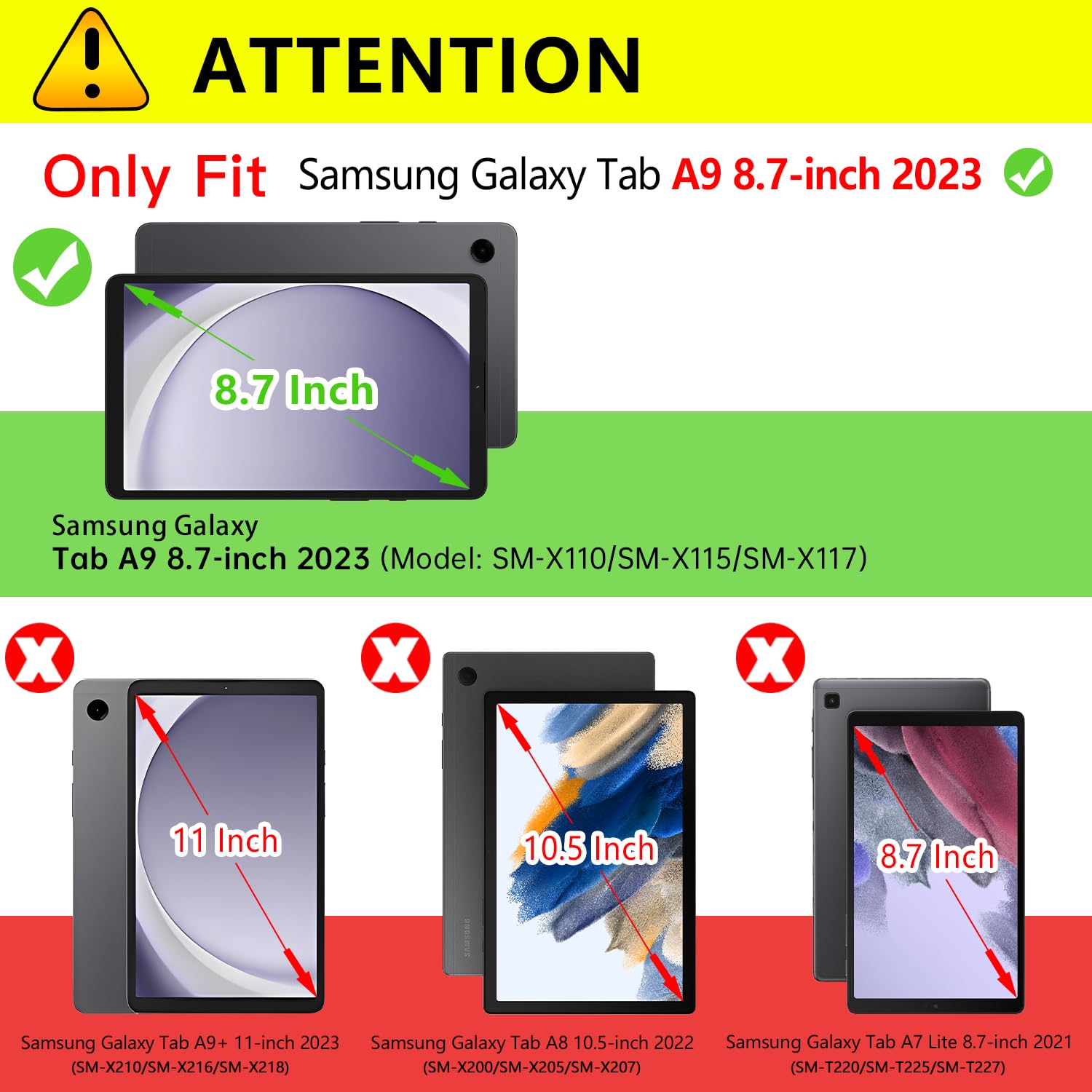 Samsung Galaxy Tab A9 8.7 Inch Premium PU Leather Business Stand Folio Cover with Multi-Viewing Angles Case-Black