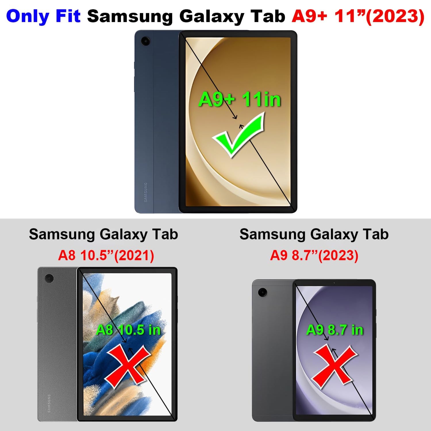 2 Pack Screen Protector for Samsung Galaxy Tab A9 Plus 11 Inch Case Friendly/High Definition/9H Hardness Tempered Glass Clear Film
