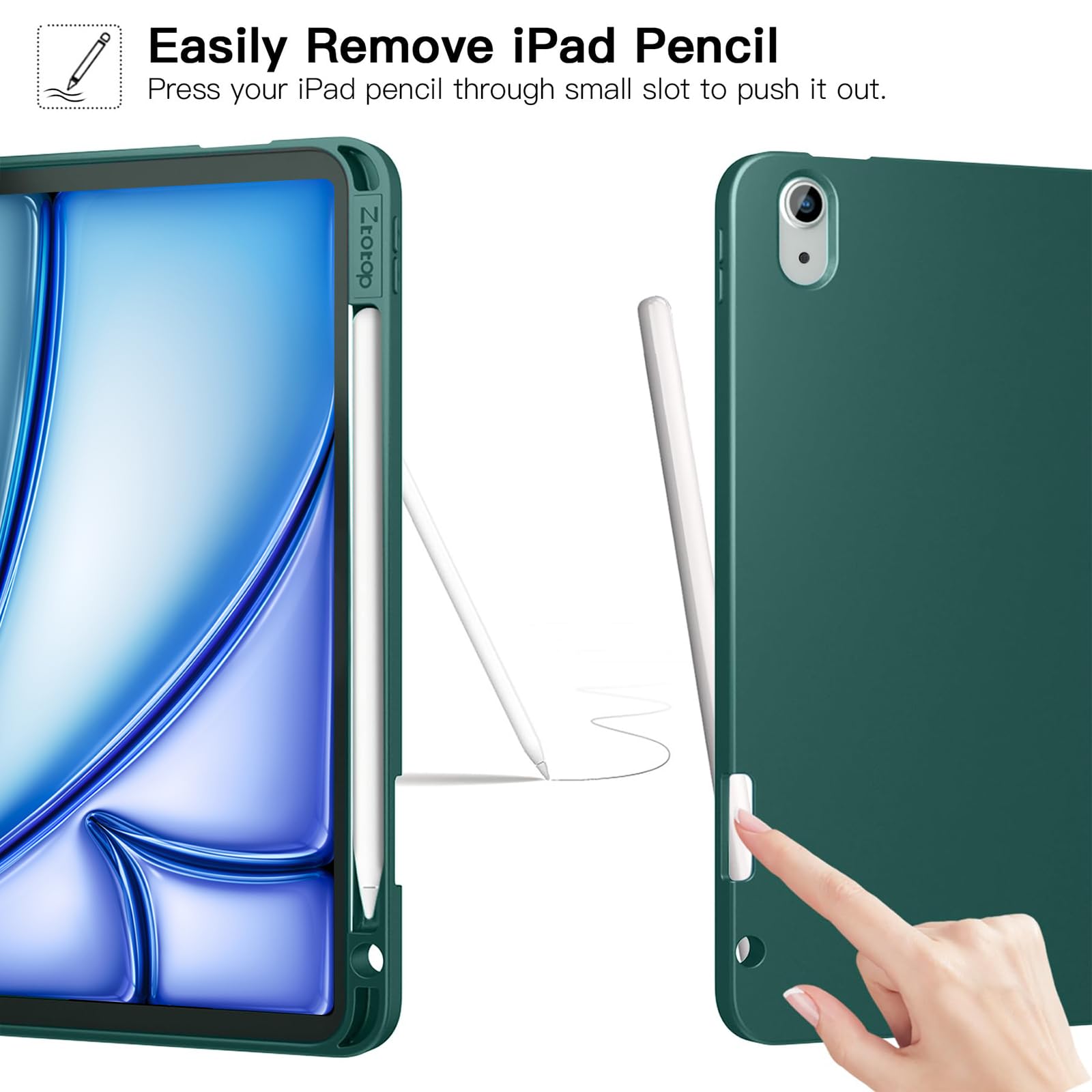 iPad Air 6th Generation 11 Inch & iPad Air 5th/4th Gen 10.9 Inch TPU Back Slim Trifold Smart Case-Black,Green