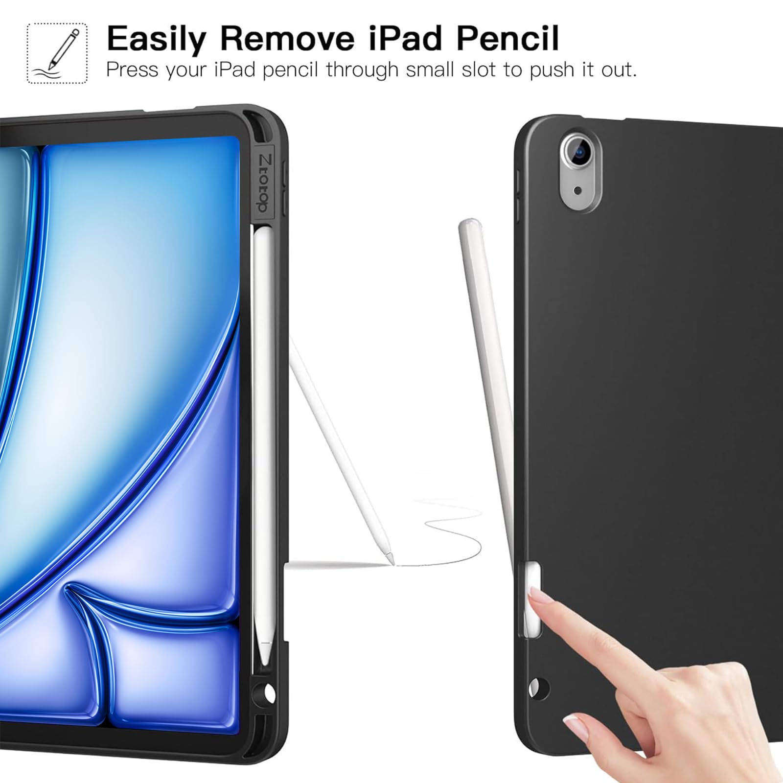 iPad Air 6th Generation 11 Inch & iPad Air 5th/4th Gen 10.9 Inch TPU Back Slim Trifold Smart Case-Black,Green