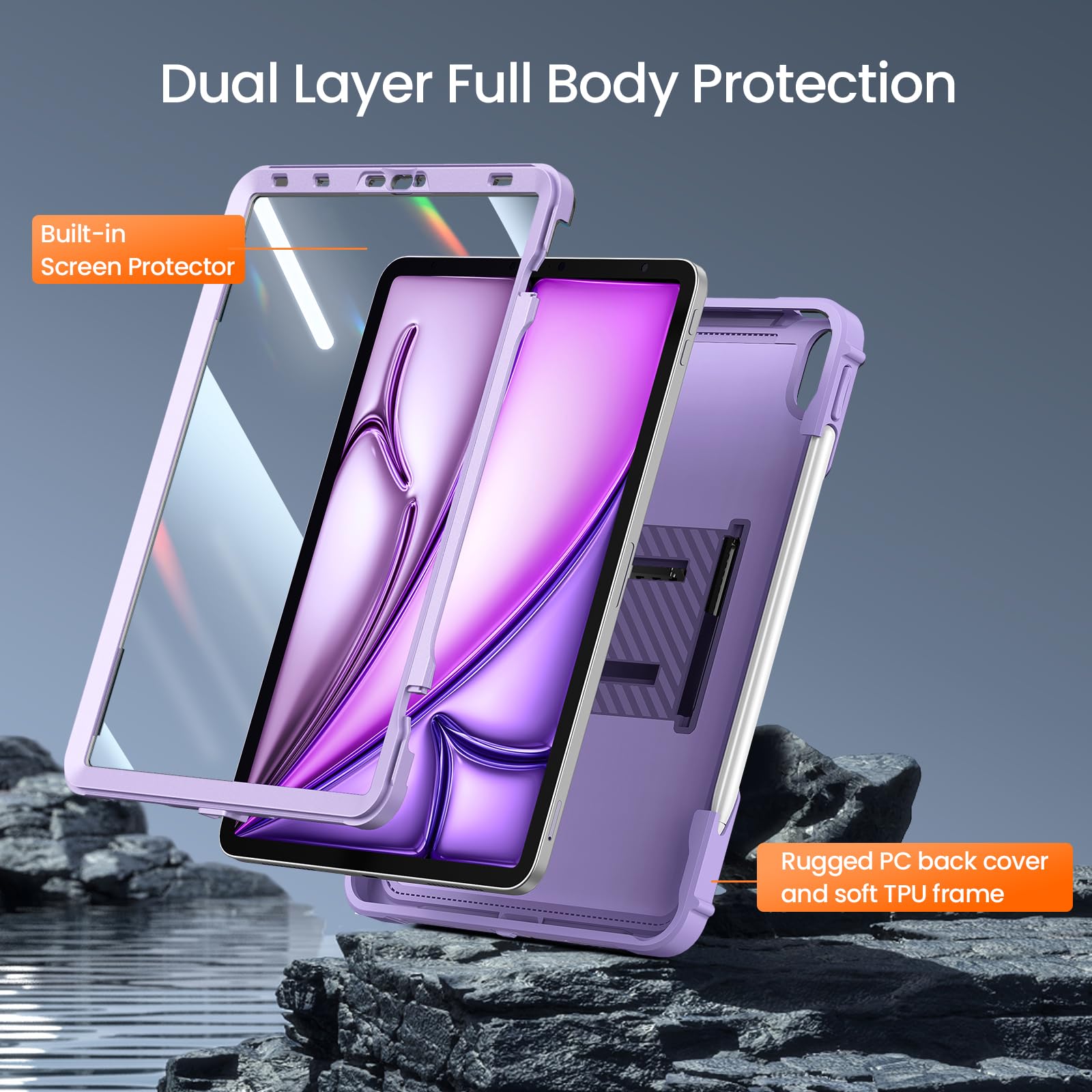 iPad Air 6th Generation 11 Inch M2 2024, iPad Air 5th/4th Gen 10.9 Inch iPad Pro 11" 2018 1st, Built-in Screen Protector, Shockproof Case