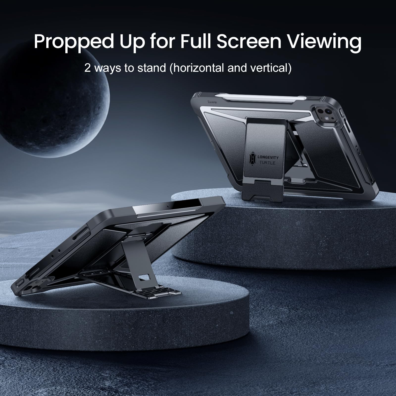 iPad Pro 13 Inch 2024 M4 7th Gen/Pro 12.9 Inch 6th/5th/4th Generation Full Body Protective Case with Pencil Holder+Screen Protector-Black,Pink,Green