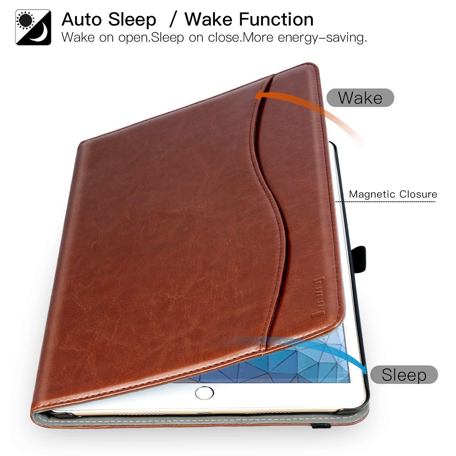 iPad Air 3rd Generation 2019/iPad Pro 10.5 Inch 2017 PU Leather Folding Stand Folio Cover Case-Black,Brown,Blue