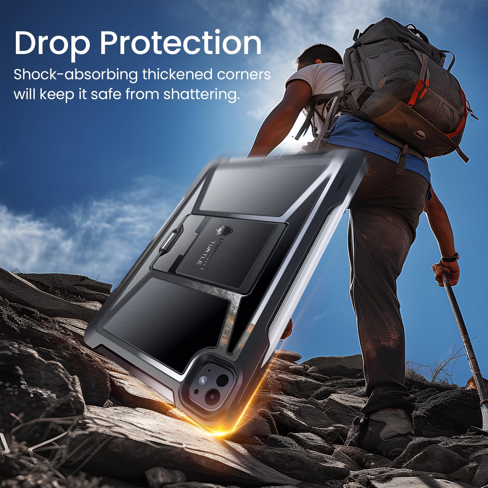 iPad Pro 13 Inch 2024 M4 7th Gen/Pro 12.9 Inch 6th/5th/4th Generation Full Body Protective Case with Pencil Holder+Screen Protector-Black,Pink,Green