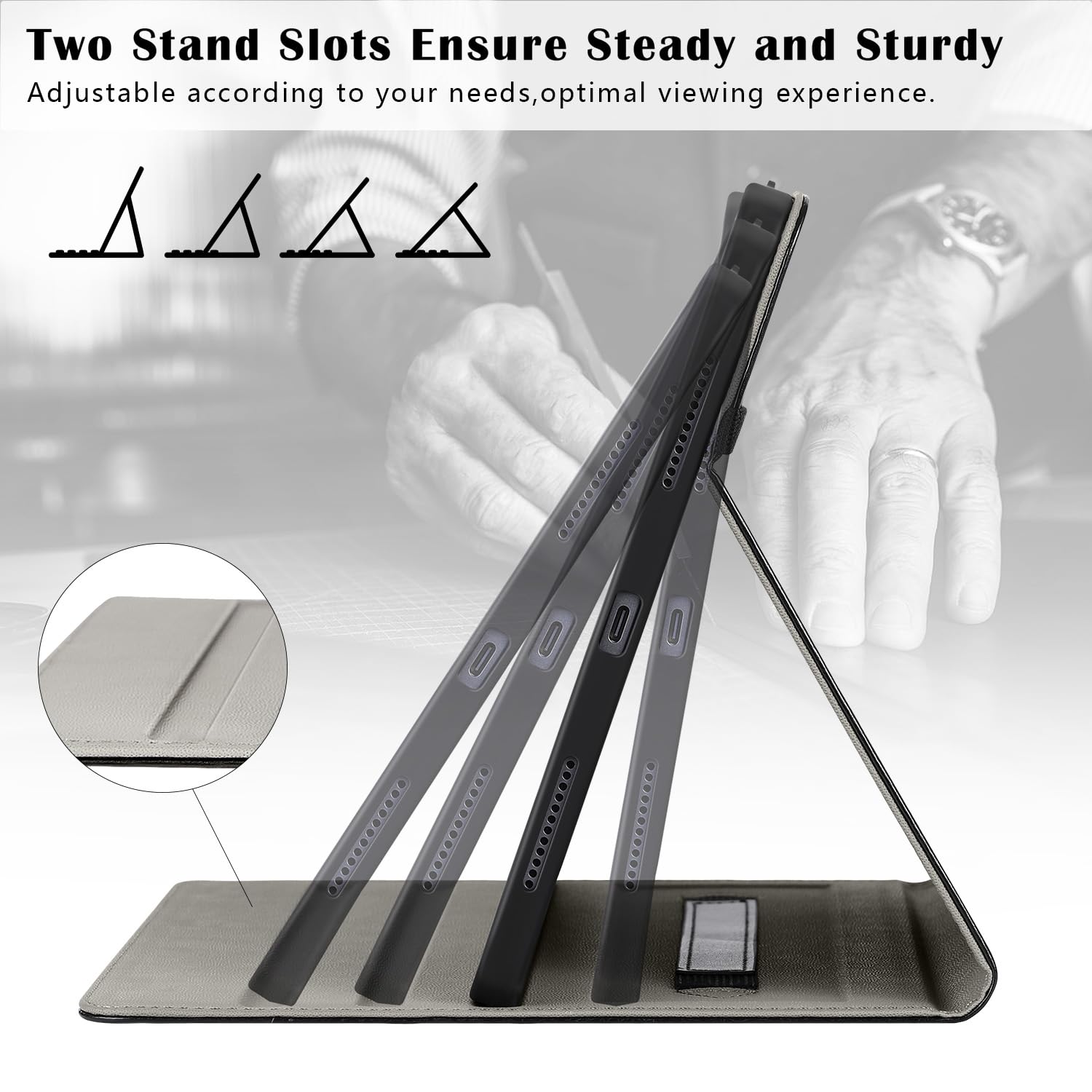 iPad Air 11 Inch M2(2024) iPad Air 5th Generation (2022)/ 4th Generation (2020) 10.9 Inch Leather Folio Case-Black