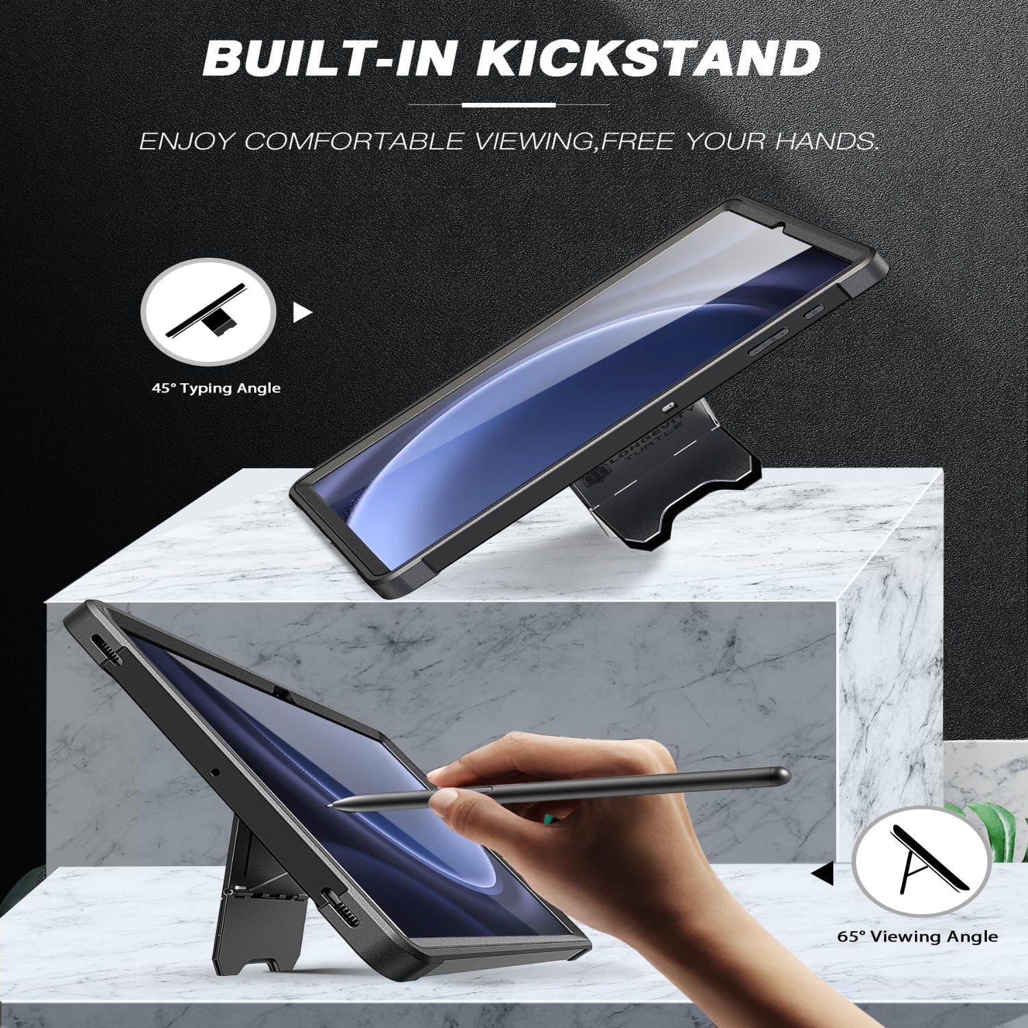 Samsung Galaxy Tab S9 FE 10.9 Inch/Tab S9 11 Inch Built-in Screen Protector/S Pen Holder Full-Body Heavy Duty Protective Cover Case-Black