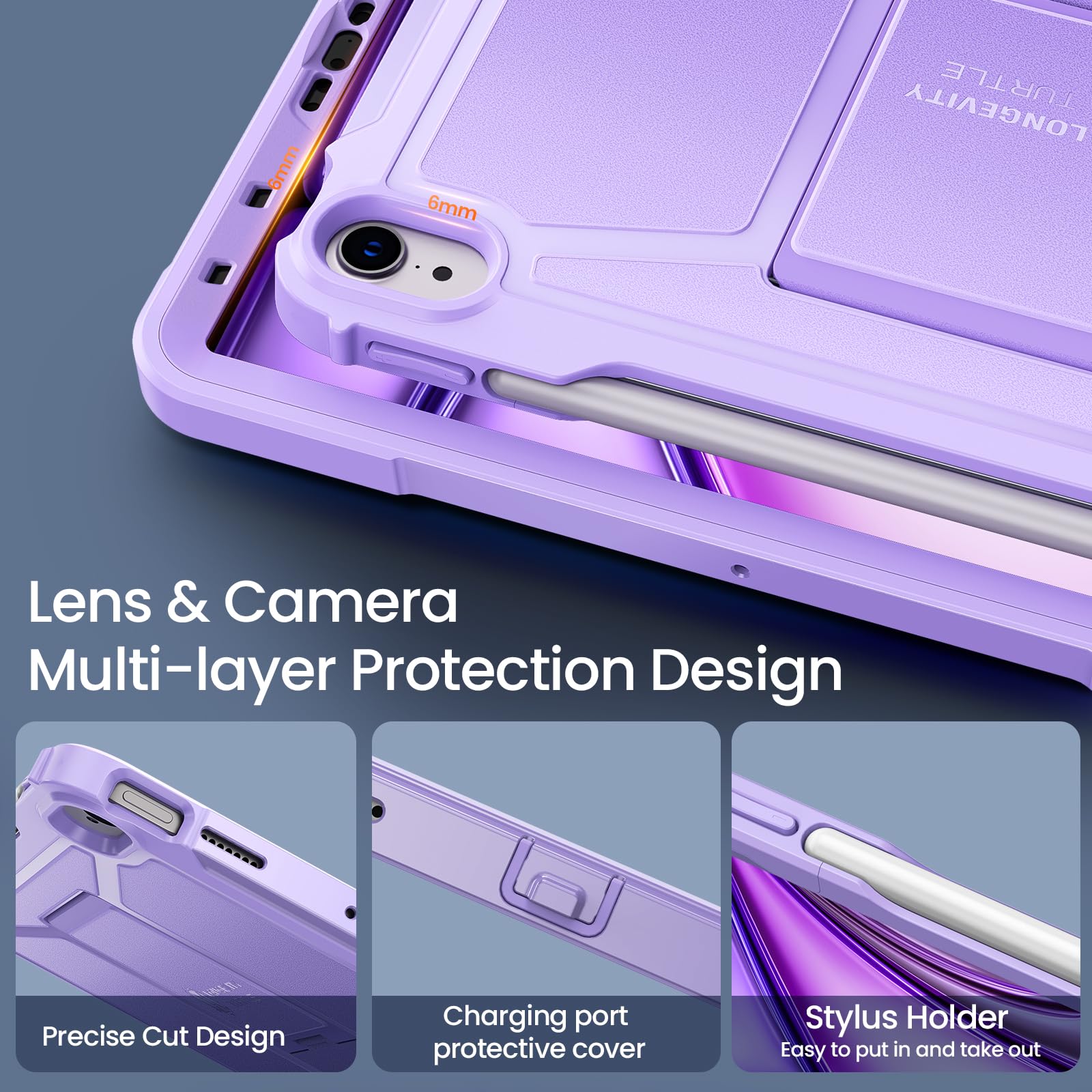 iPad Air 6th Generation 11 Inch M2 2024, iPad Air 5th/4th Gen 10.9 Inch iPad Pro 11" 2018 1st, Built-in Screen Protector, Shockproof Case