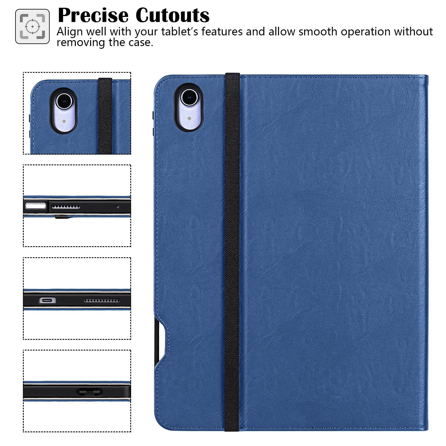 iPad Air 11 Inch M2(2024), iPad Air 5th Generation (2022)/ 4th Generation (2020) 10.9 Inch Leather Folio Case-Blue