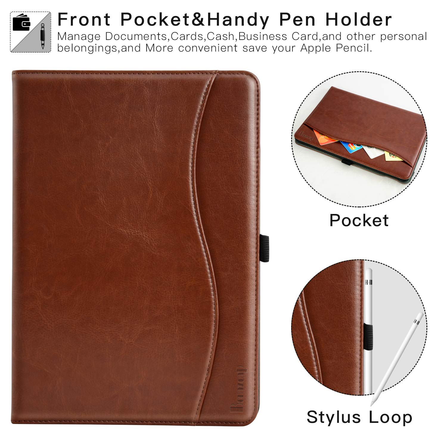 iPad Air 3rd Generation 2019/iPad Pro 10.5 Inch 2017 PU Leather Folding Stand Folio Cover Case-Black,Brown,Blue